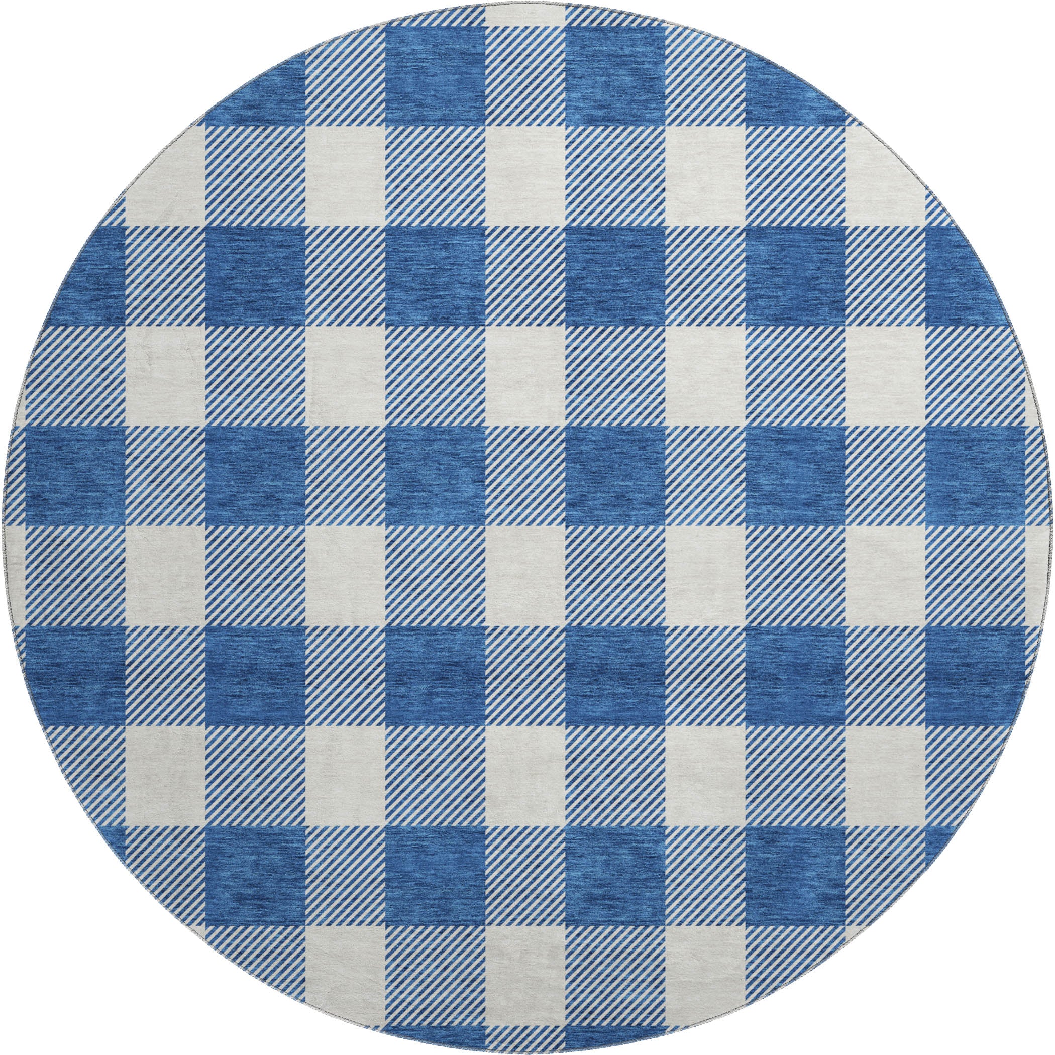 Kyoto Machine Washable Transitional Navy Blue Rug 8' x 8' #shape_Round