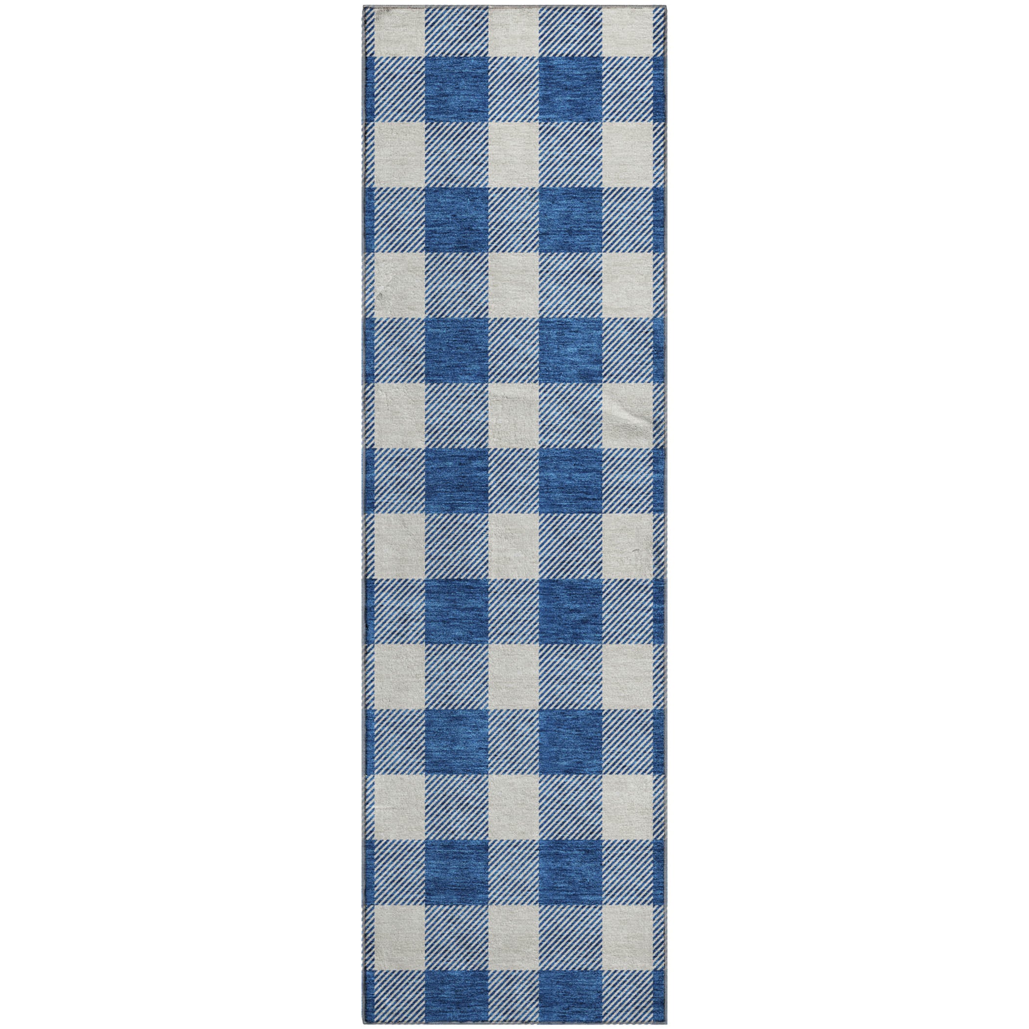 Kyoto Machine Washable Transitional Navy Blue Rug 2'3" x 7'6" #shape_Runner