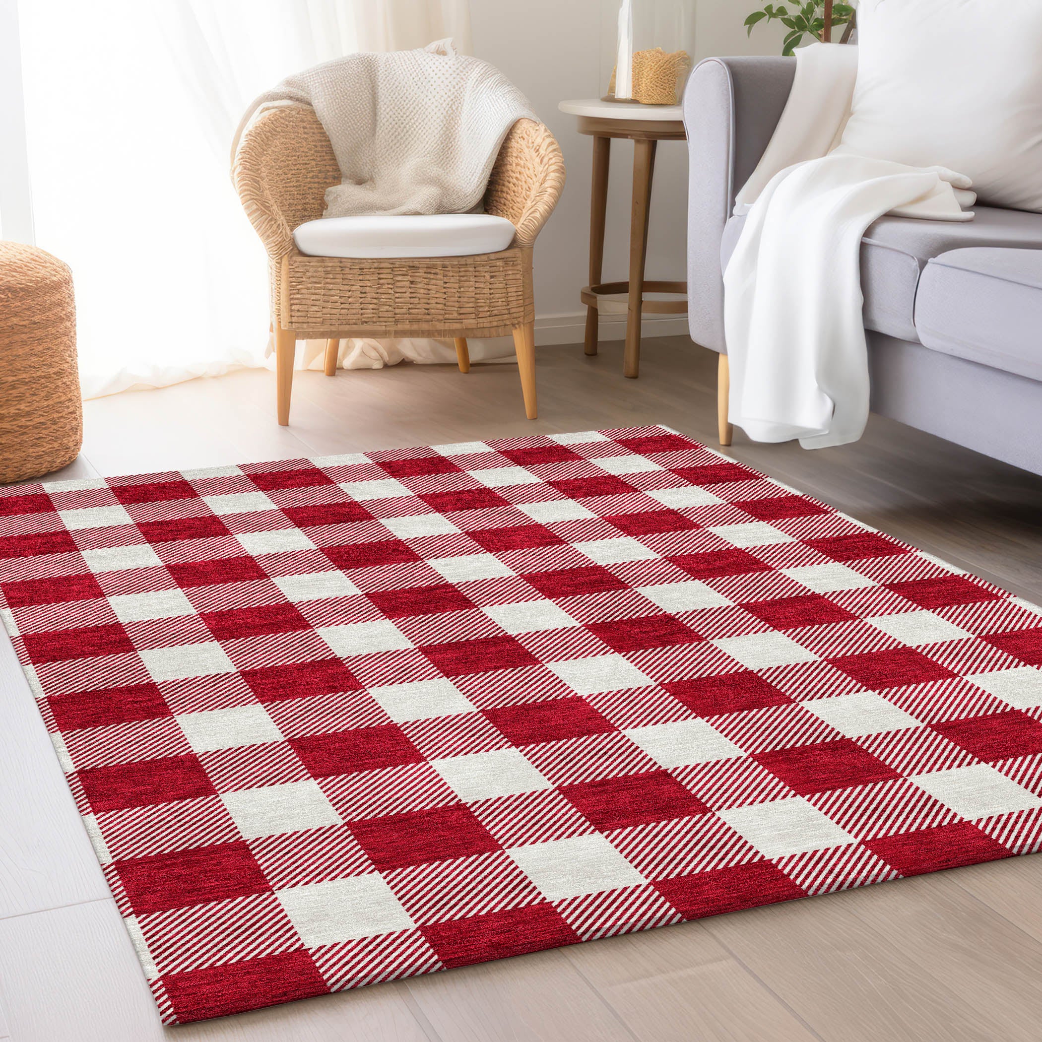 Kyoto Machine Washable Transitional Red Rug 2'6" x 3'10" #shape_Rectangle