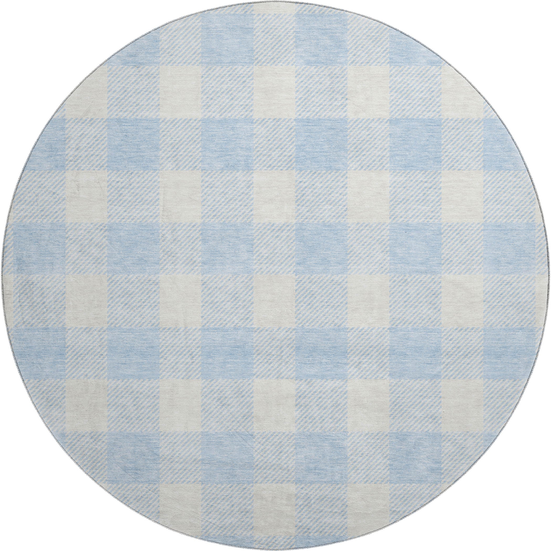 Kyoto Machine Washable Transitional Sky Blue Rug 8' x 8' #shape_Round