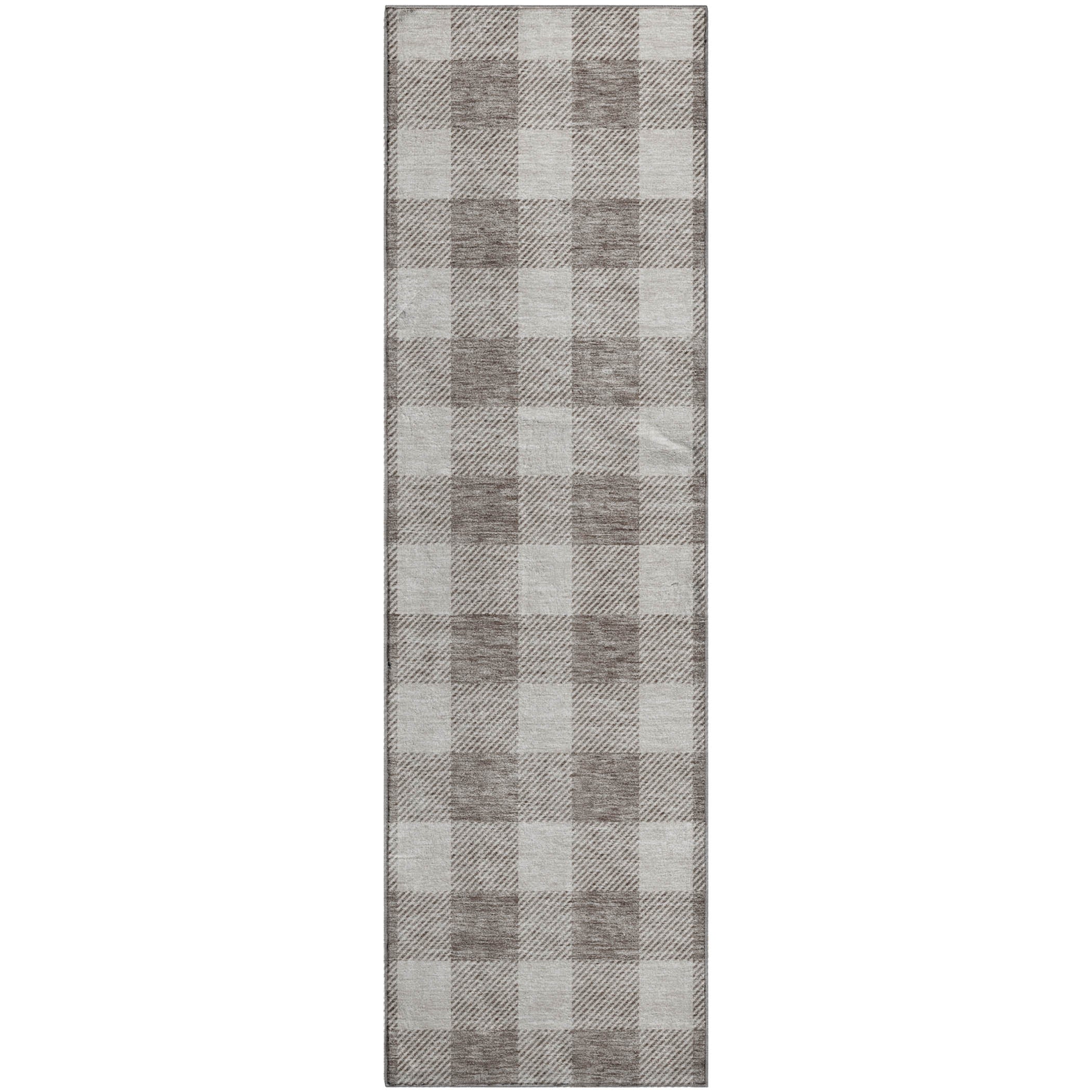 Kyoto Machine Washable Transitional Taupe Brown Rug 2'3" x 7'6" #shape_Runner