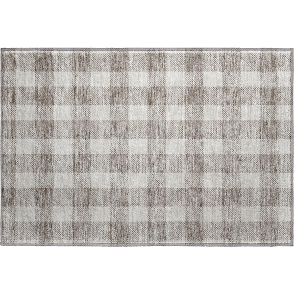 Kyoto Machine Washable Transitional Taupe Brown Rug 1'8" x 2'6"