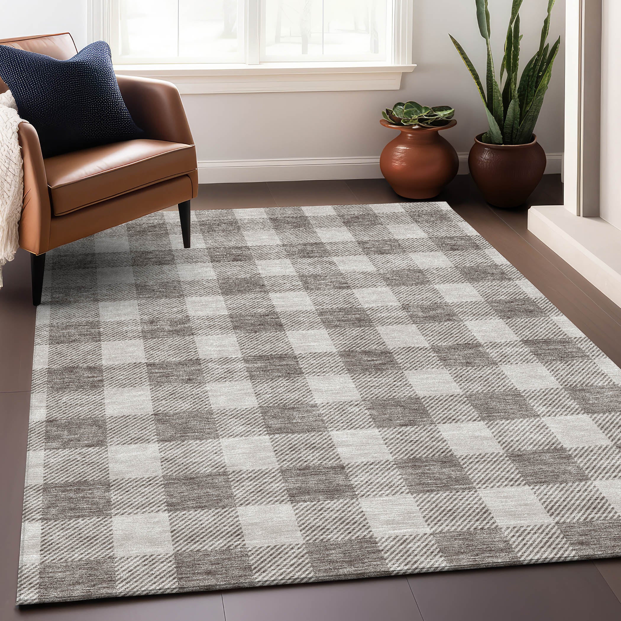 Kyoto Machine Washable Transitional Taupe Brown Rug 2'6" x 3'10" #shape_Rectangle