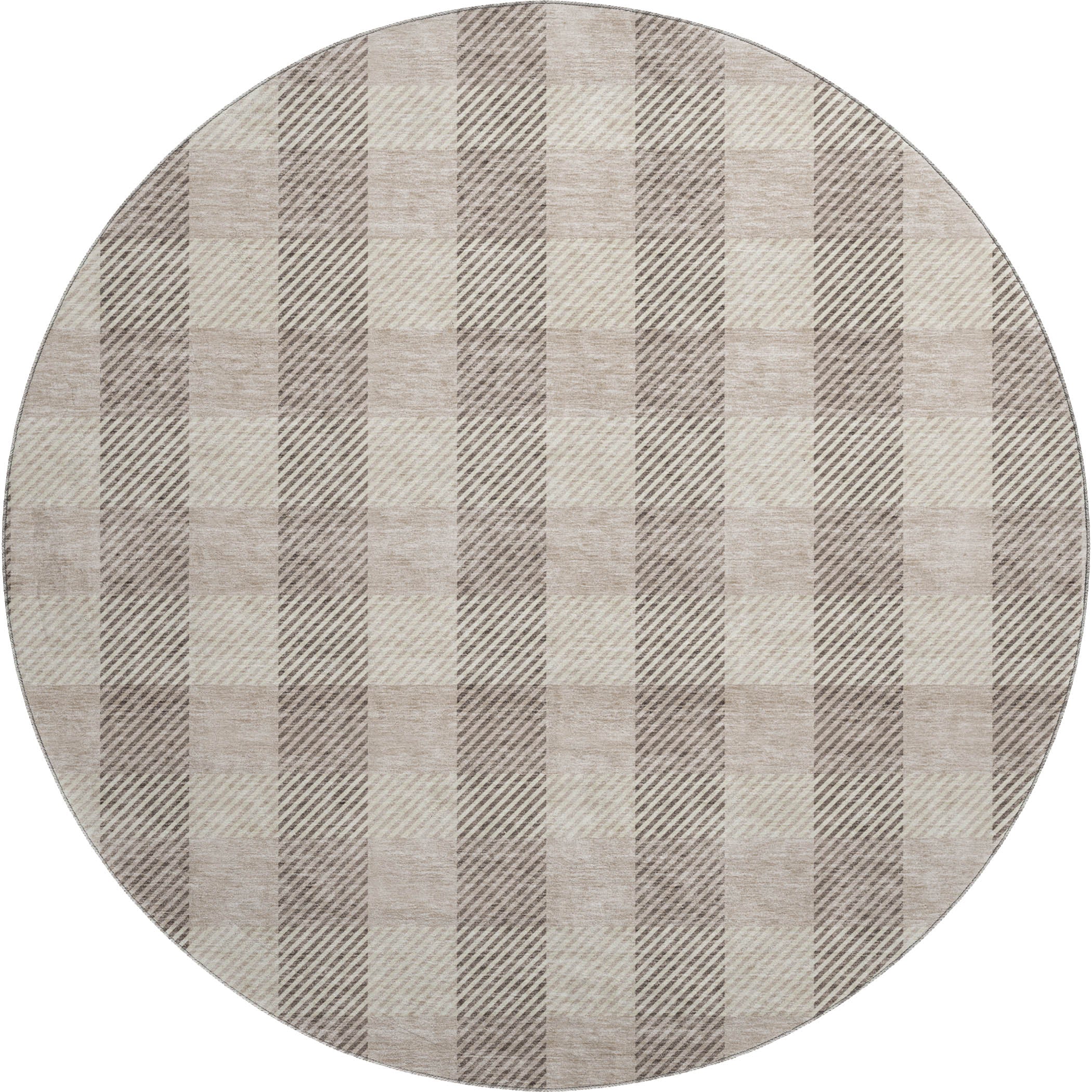Bruges Machine Washable Transitional Beige Brown Rug 8' x 8' #shape_Round