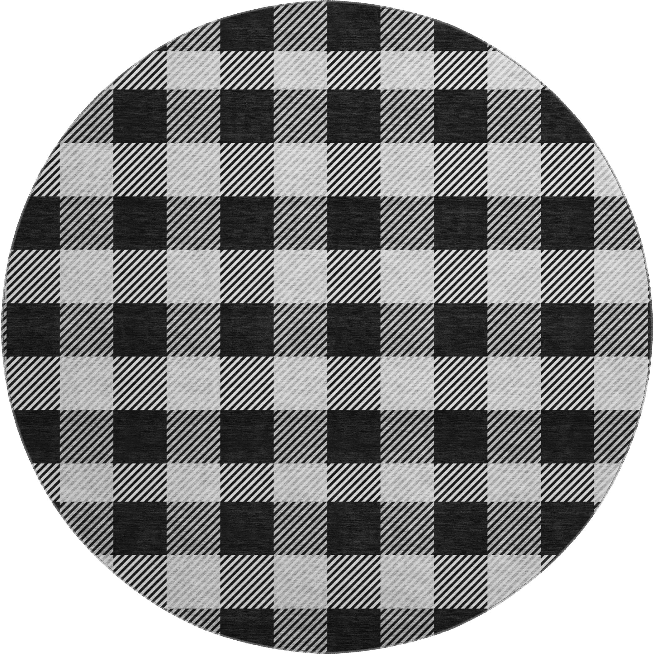 Bruges Machine Washable Transitional Black Rug 8' x 8' #shape_Round