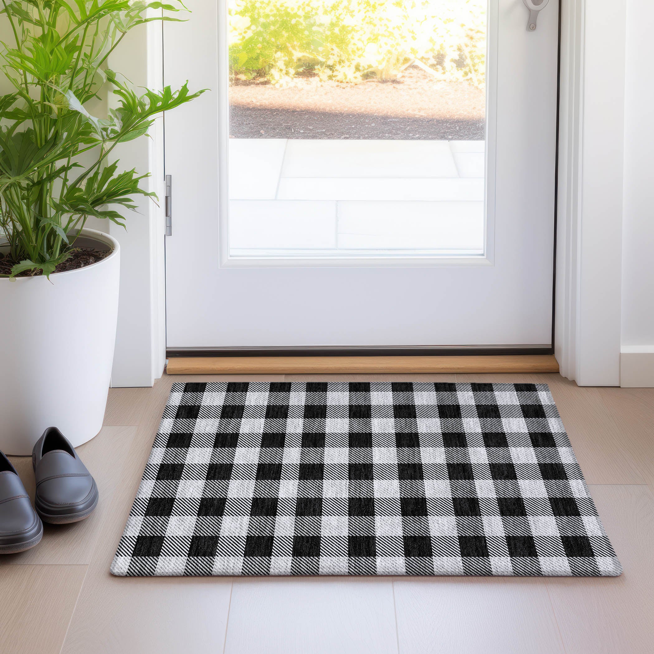Bruges Machine Washable Transitional Black Rug 1'8" x 2'6" #shape_Rectangle