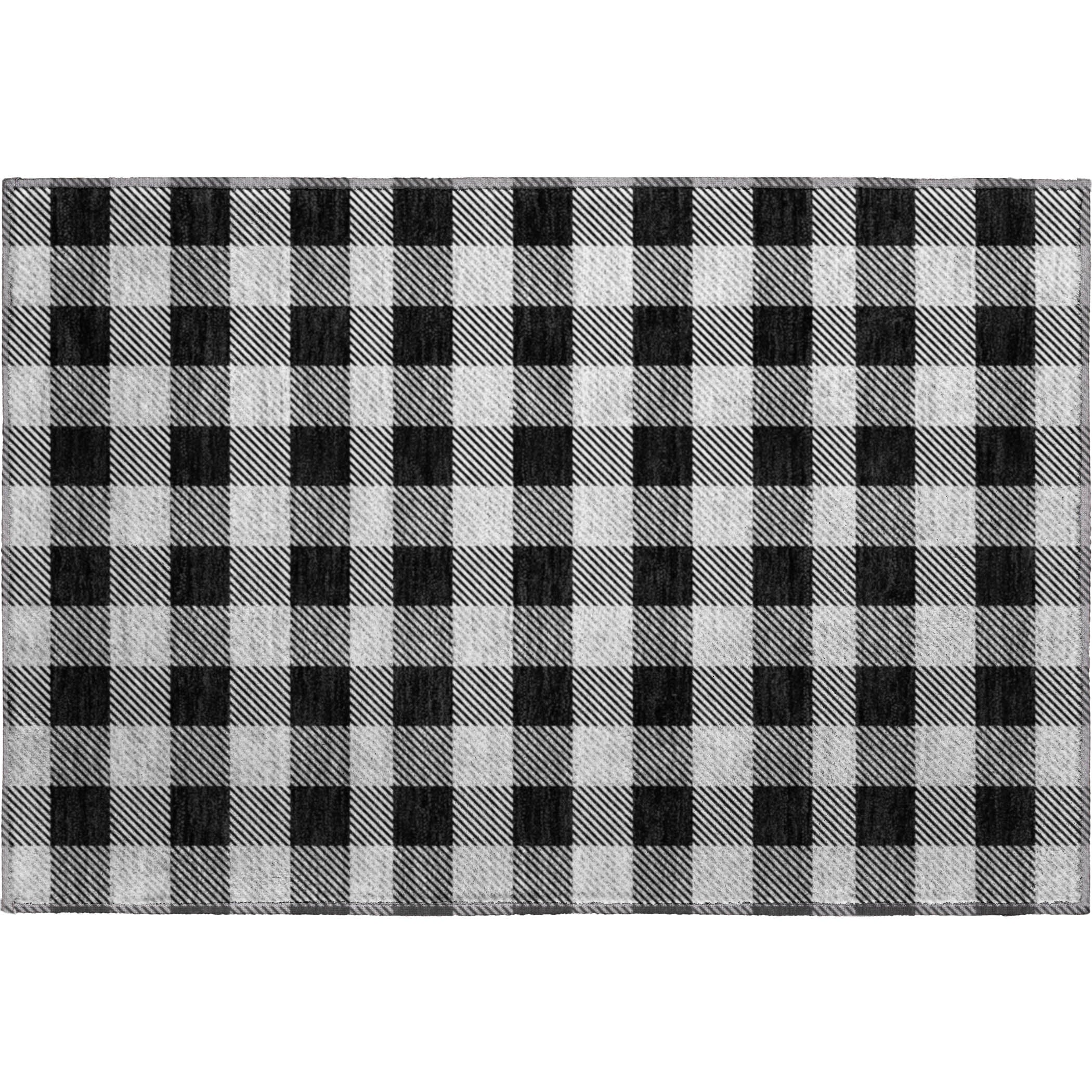 Bruges Machine Washable Transitional Black Rug 1'8" x 2'6" #shape_Rectangle