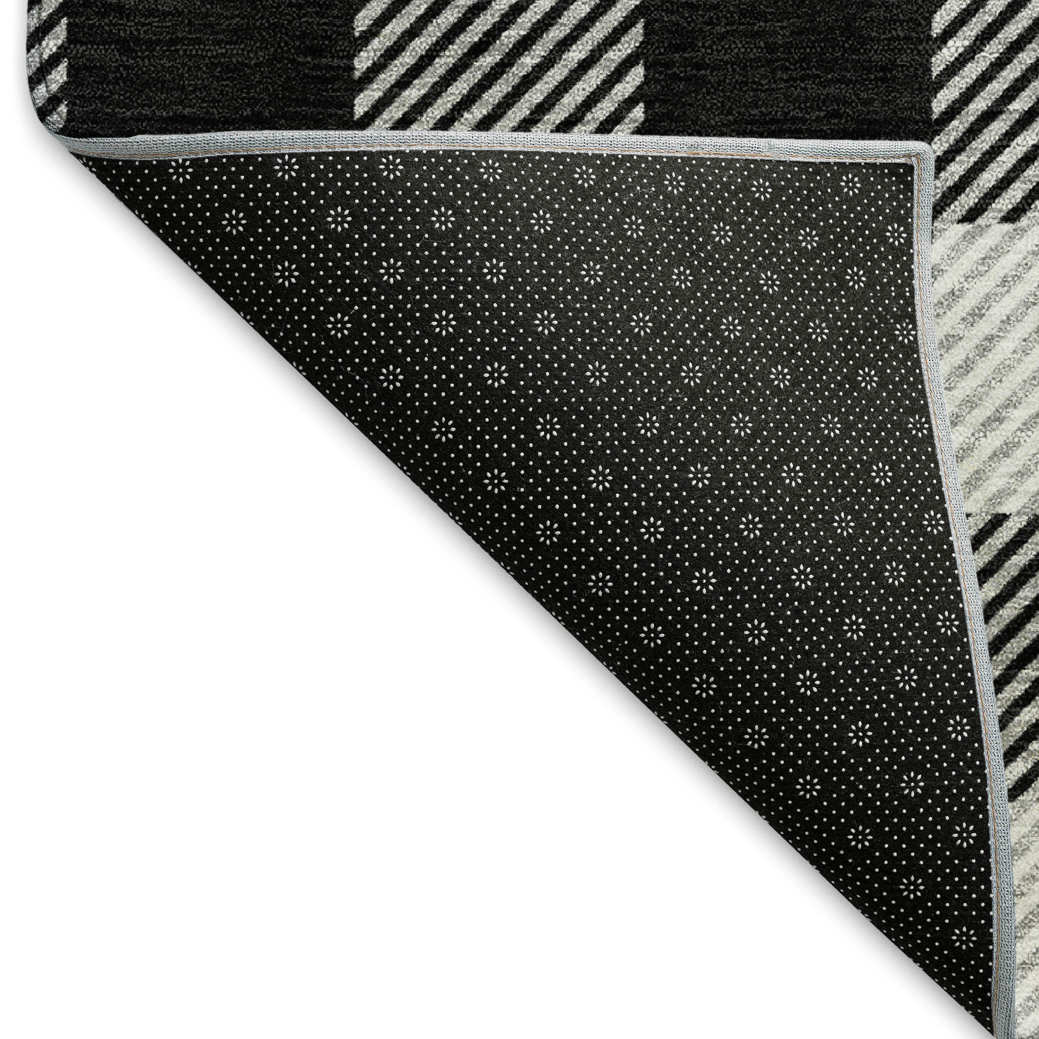 Bruges Machine Washable Transitional Black Rug 1'8" x 2'6" #shape_Rectangle