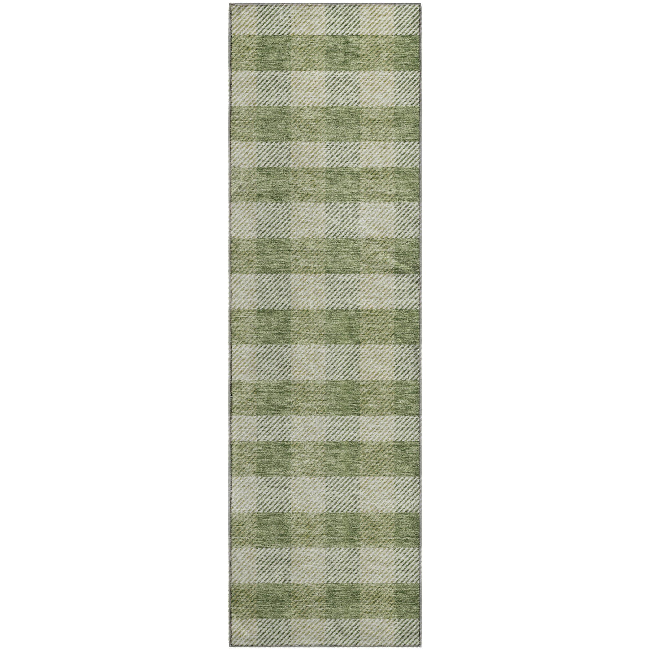 Bruges Machine Washable Transitional Green Rug 2'3" x 7'6" #shape_Runner