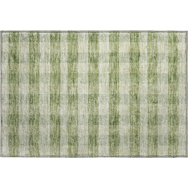 Bruges Machine Washable Transitional Green Rug 1'8" x 2'6"