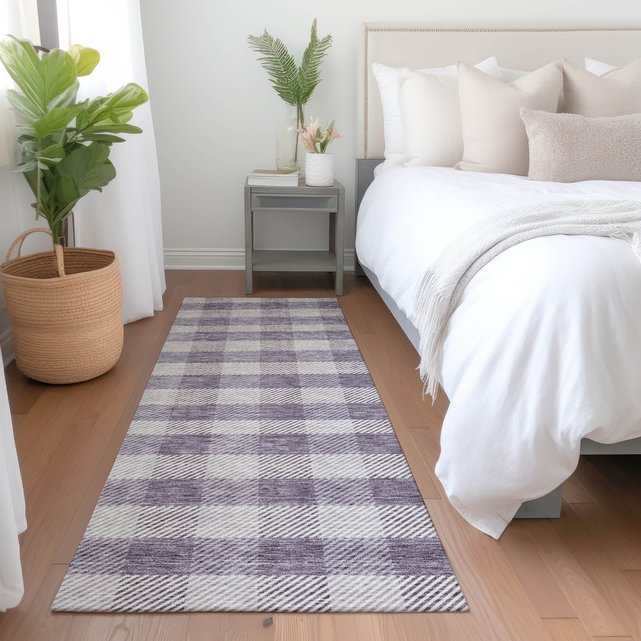 Bruges Machine Washable Transitional Lavender Purple Rug 2'3" x 7'6" #shape_Runner