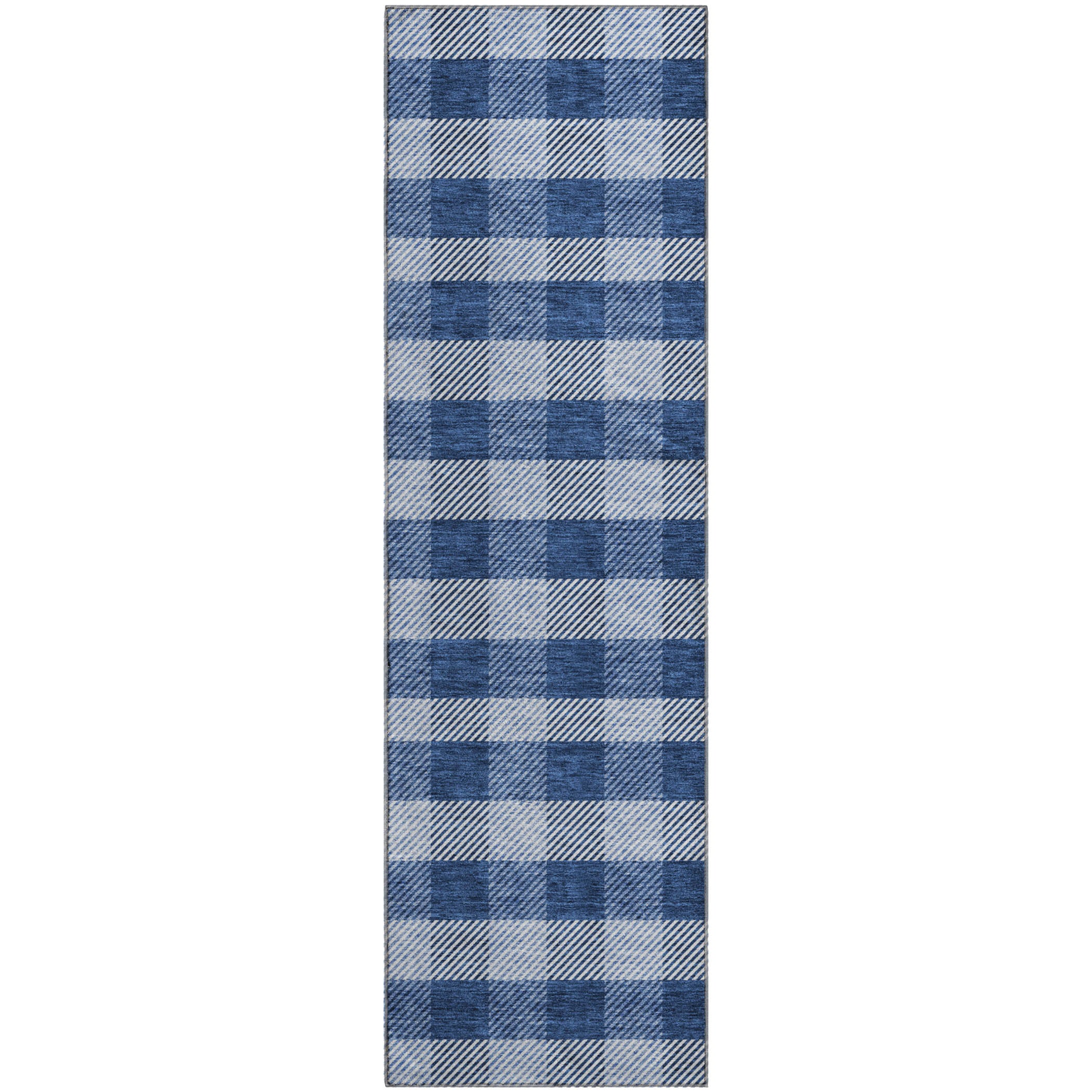 Bruges Machine Washable Transitional Navy Blue Rug 2'3" x 7'6" #shape_Runner