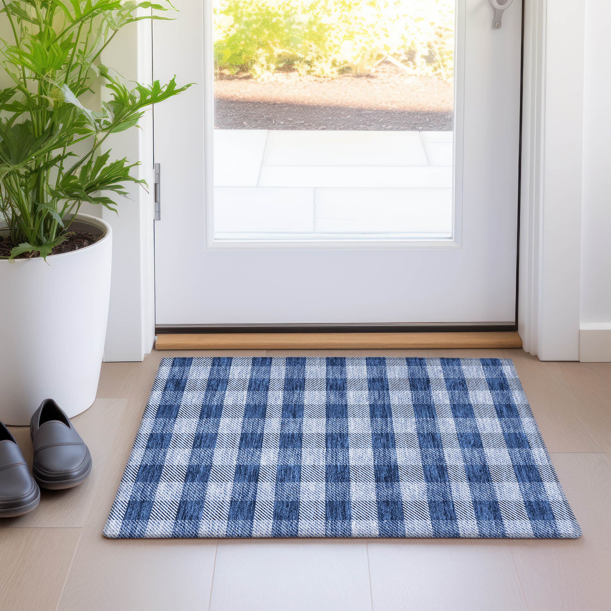 Bruges Machine Washable Transitional Navy Blue Rug 1'8" x 2'6" #shape_Rectangle