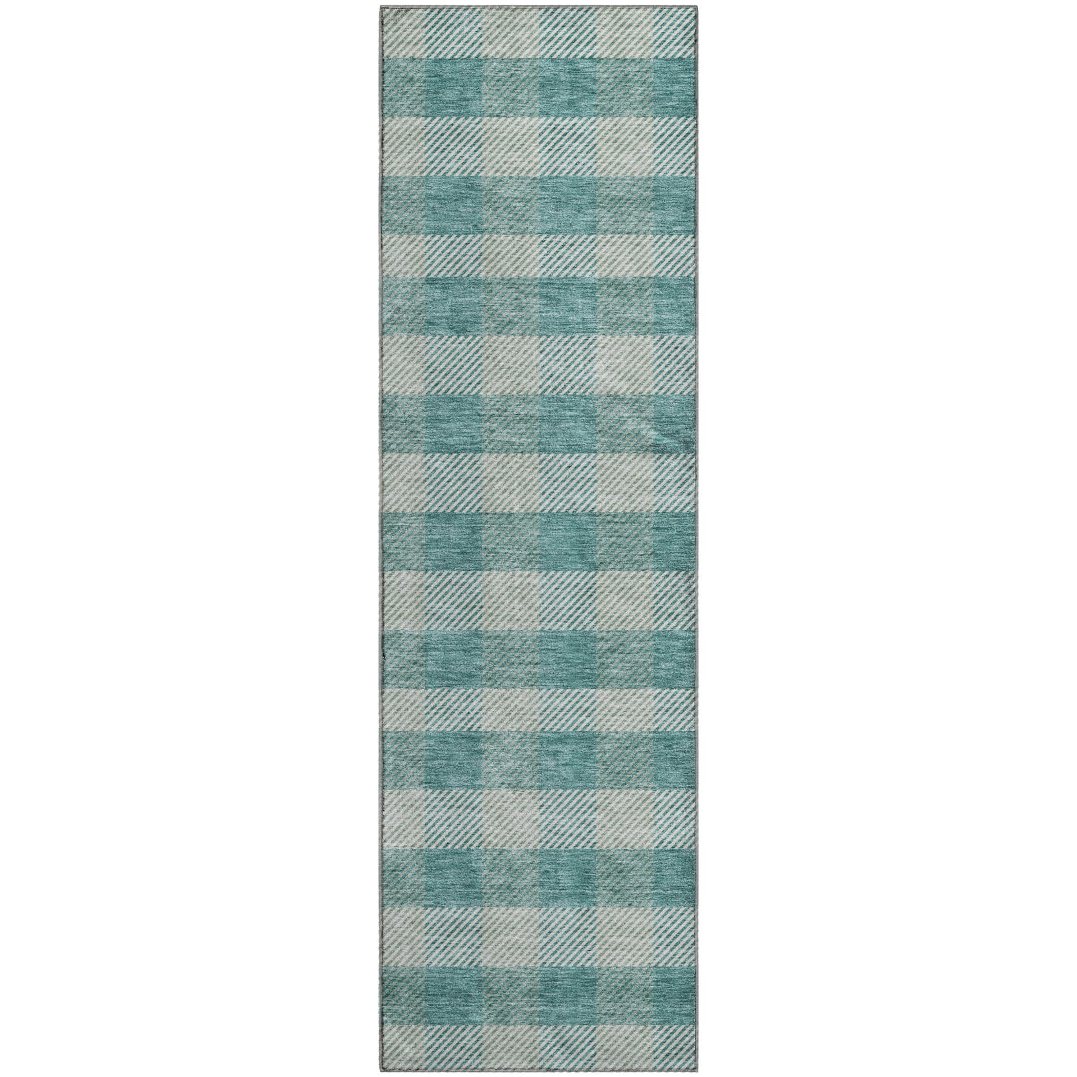 Bruges Machine Washable Transitional Teal Rug 2'3" x 7'6" #shape_Runner