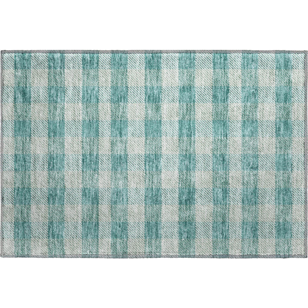 Bruges Machine Washable Transitional Teal Rug 1'8" x 2'6"