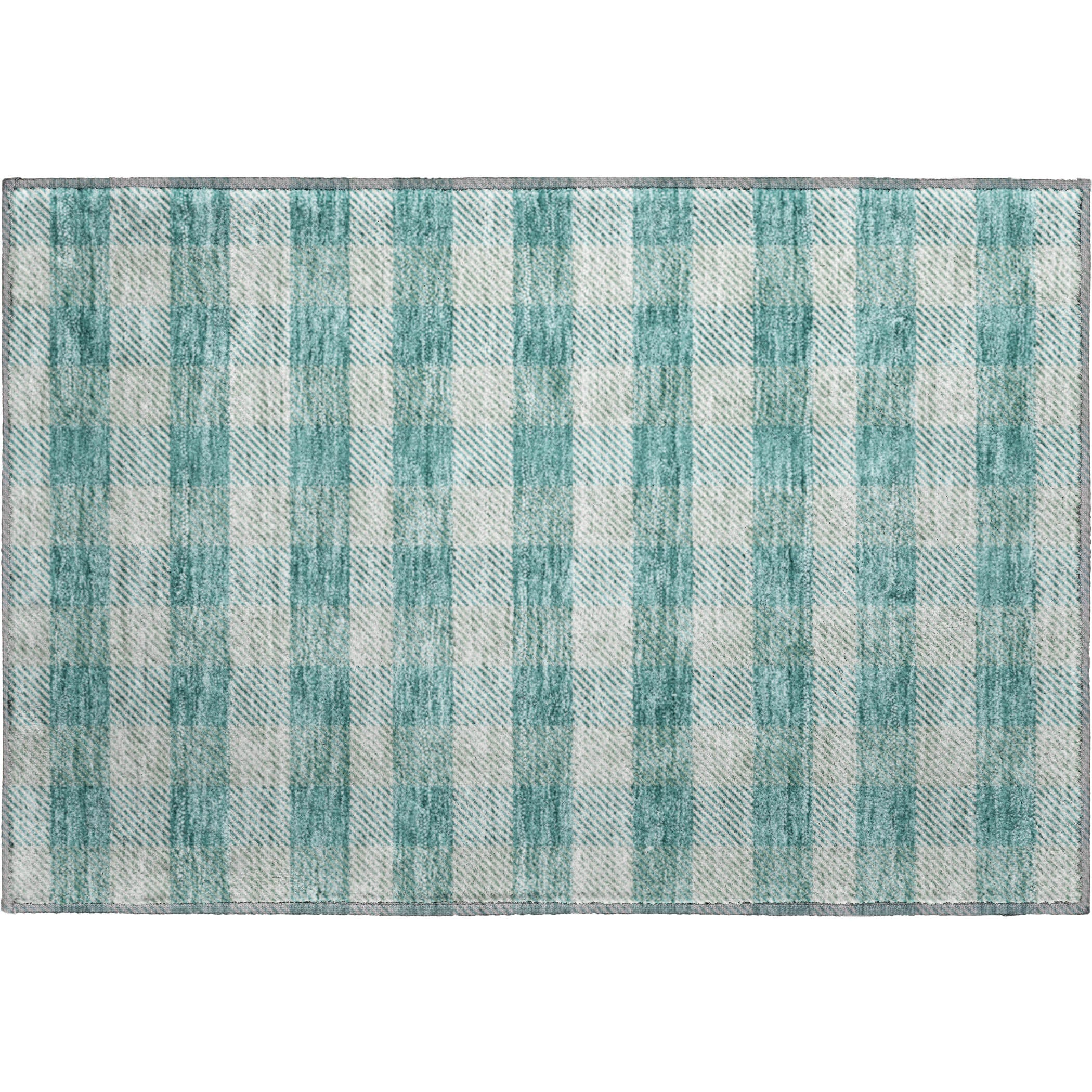 Bruges Machine Washable Transitional Teal Rug 1'8" x 2'6" #shape_Rectangle