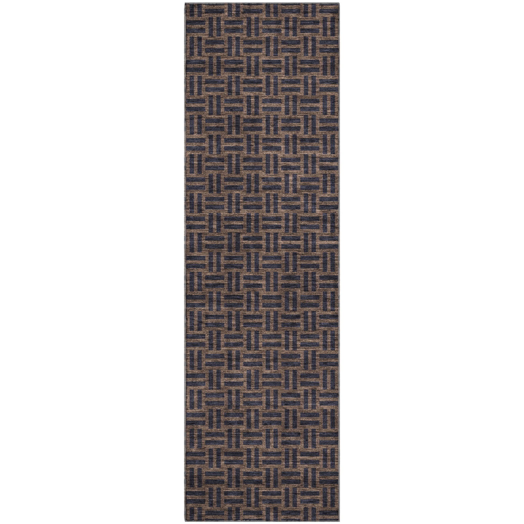 Bergen Machine Washable Transitional Chocolate Brown Rug 2'3" x 7'6" #shape_Runner