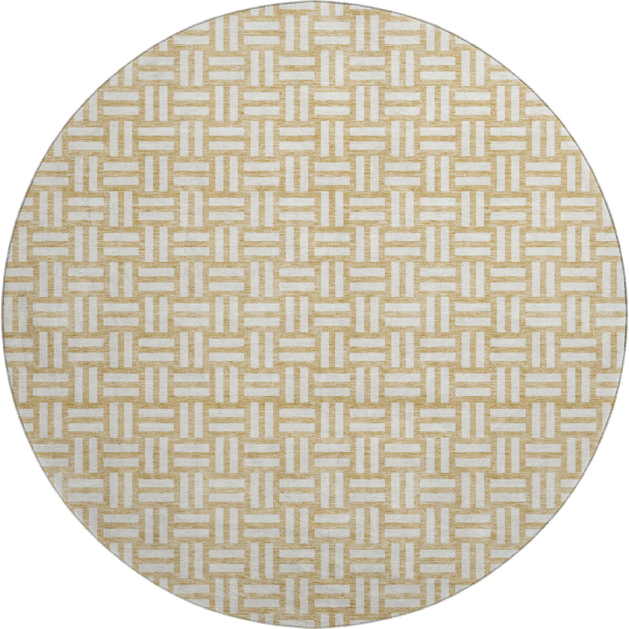 Bergen Machine Washable Transitional Gold Rug 8' x 8' #shape_Round