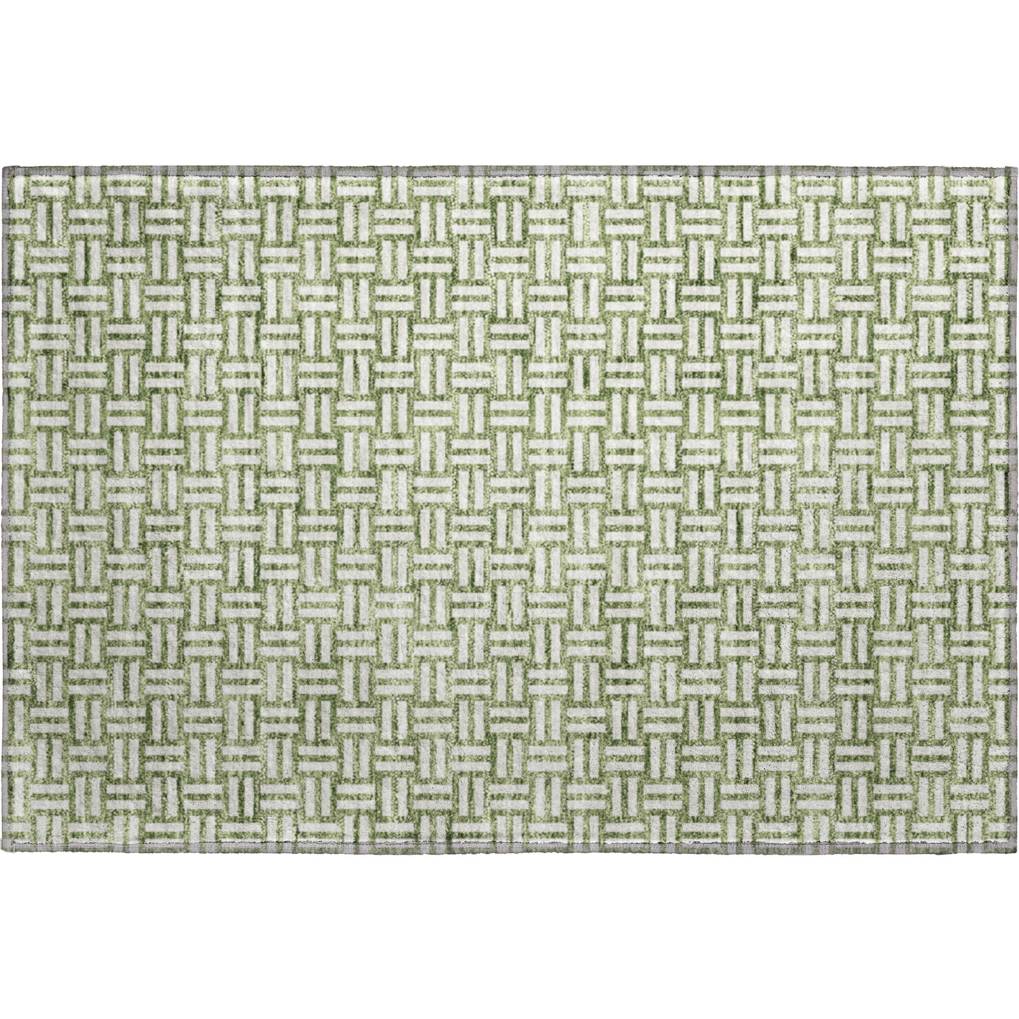 Bergen Machine Washable Transitional Green Rug 1'8" x 2'6" #shape_Rectangle