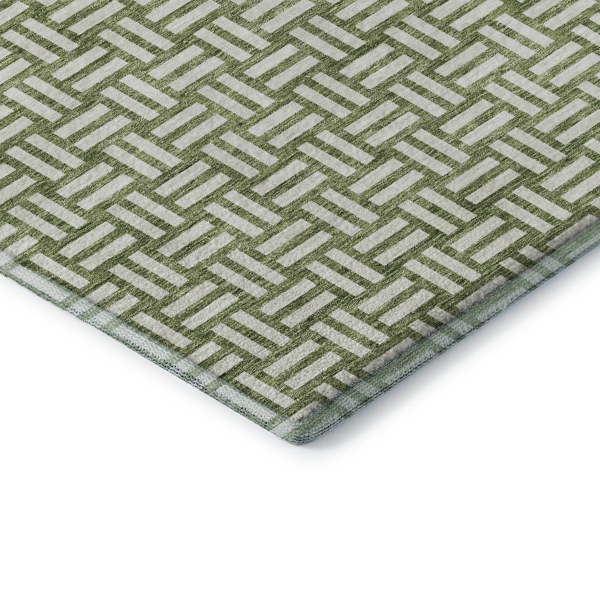 Bergen Machine Washable Transitional Green Rug 1'8" x 2'6" #shape_Rectangle