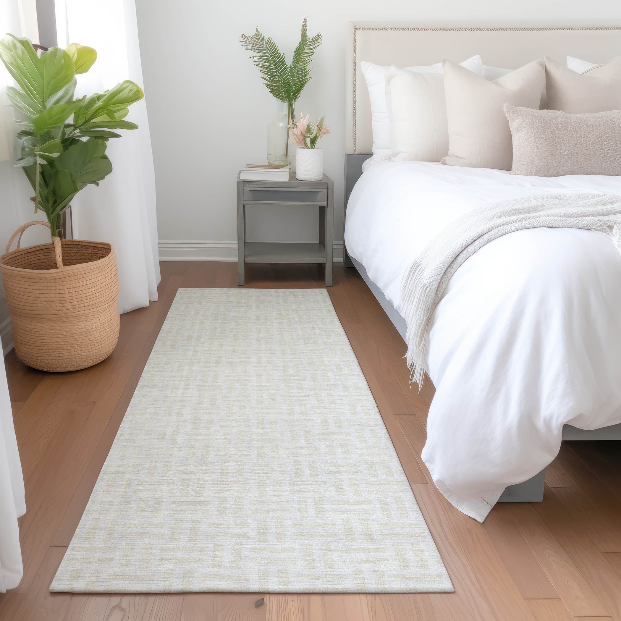Bergen Machine Washable Transitional Ivory Rug 2'3" x 7'6" #shape_Runner