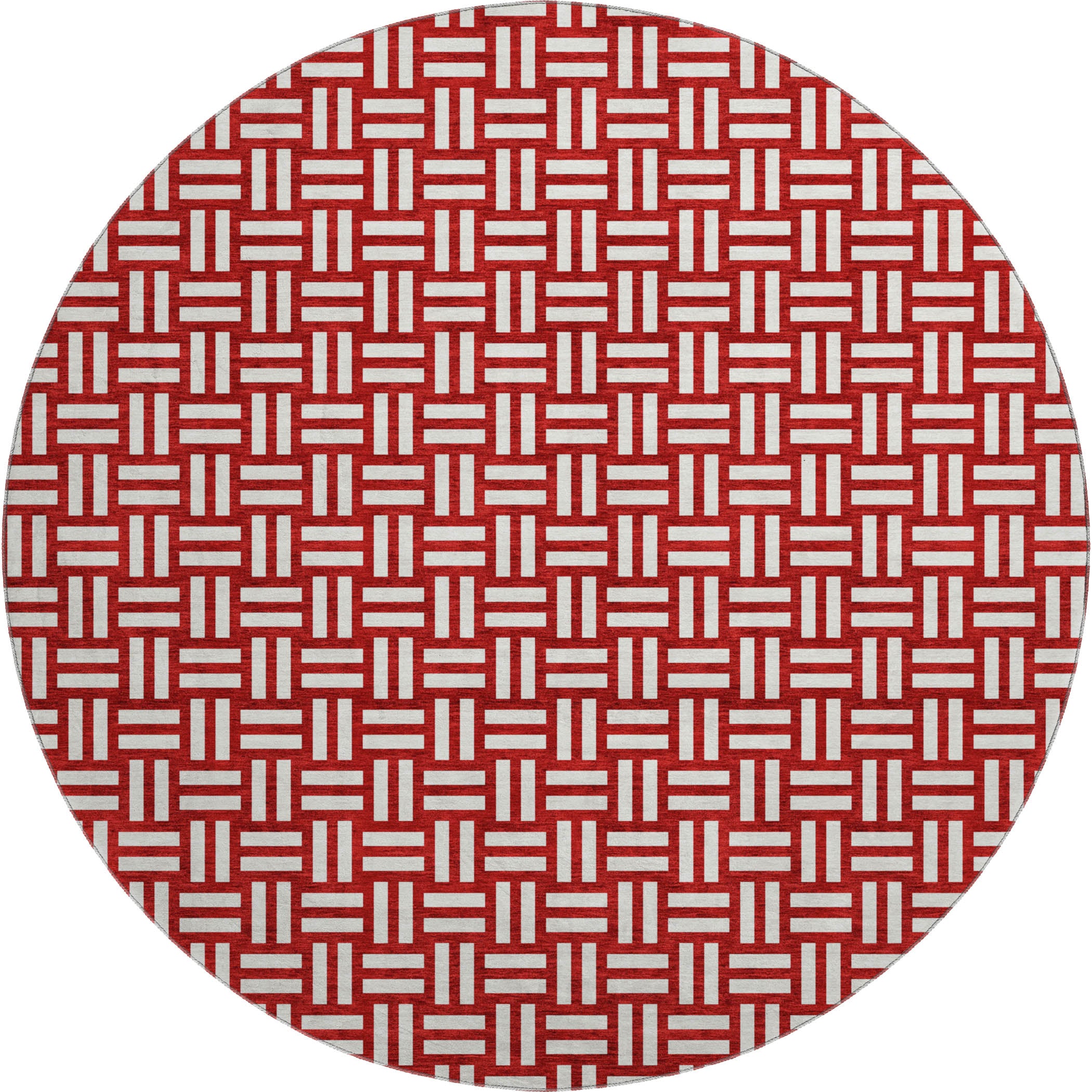 Bergen Machine Washable Transitional Red Rug 8' x 8' #shape_Round
