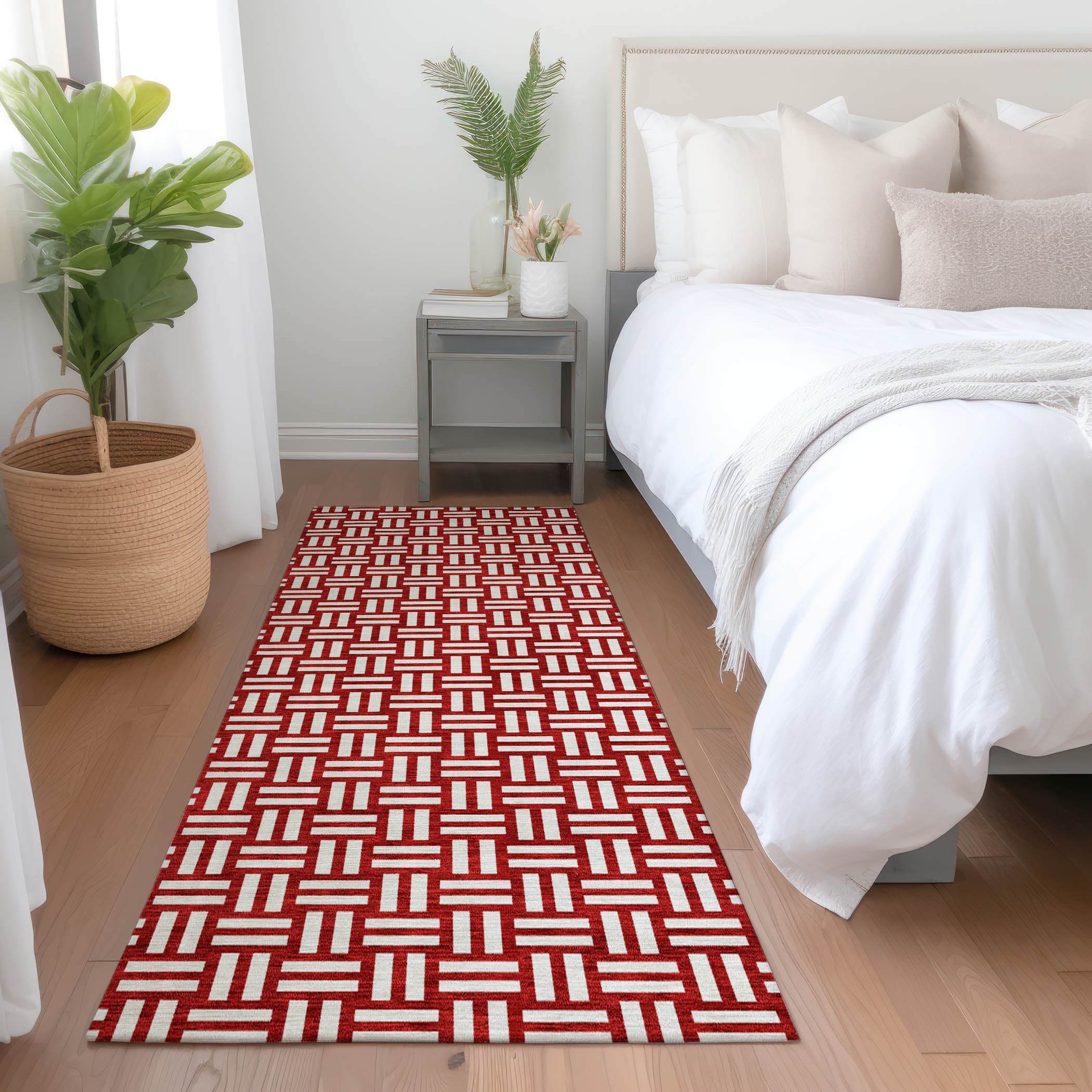 Bergen Machine Washable Transitional Red Rug 2'3" x 7'6" #shape_Runner