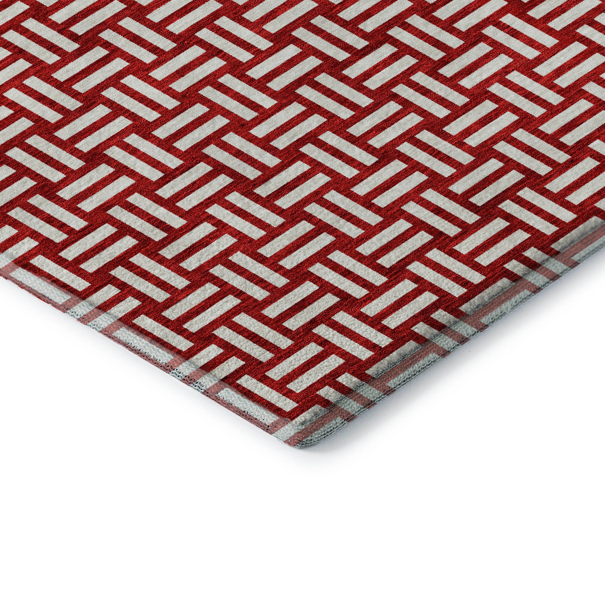 Bergen Machine Washable Transitional Red Rug 1'8" x 2'6" #shape_Rectangle