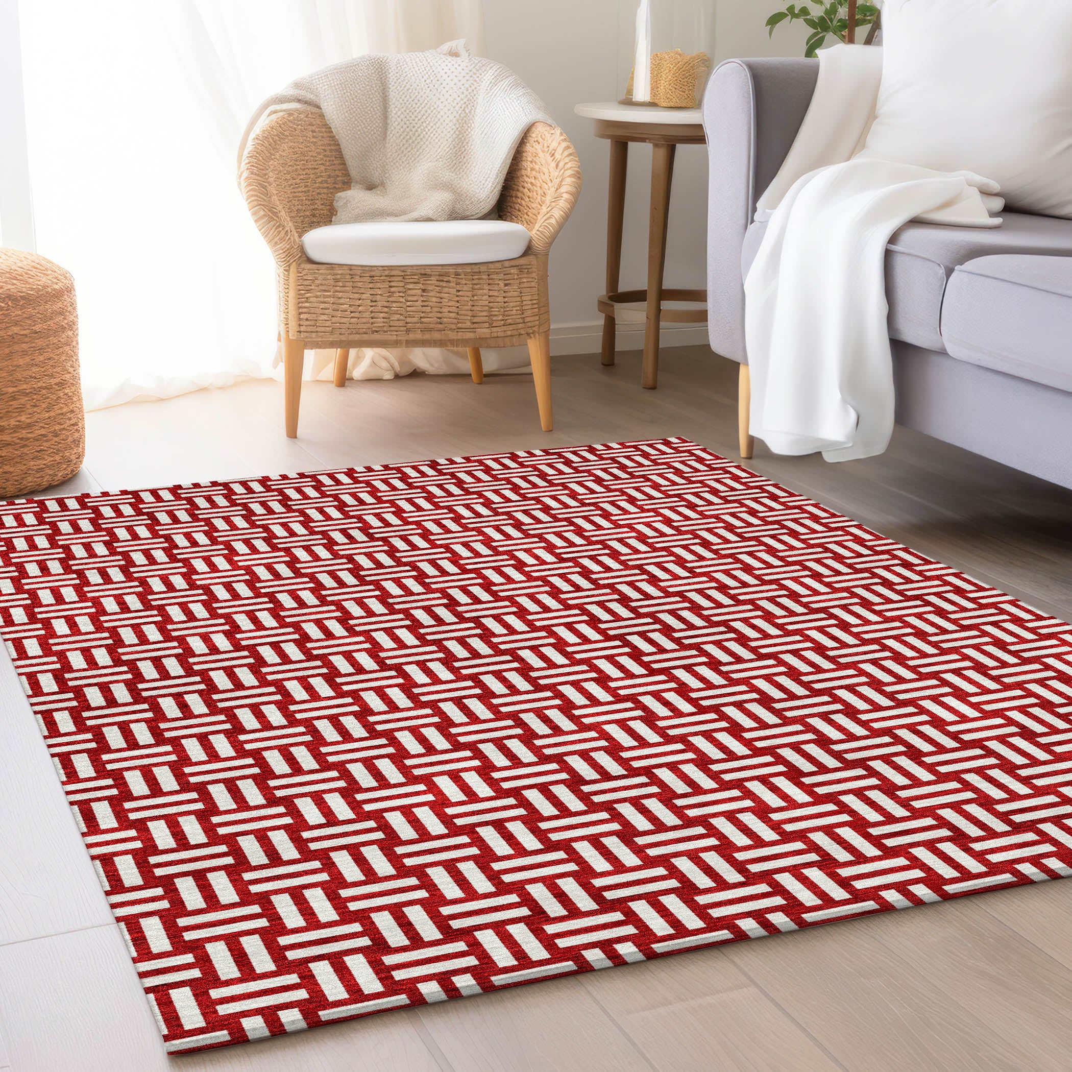 Bergen Machine Washable Transitional Red Rug 2'6" x 3'10" #shape_Rectangle