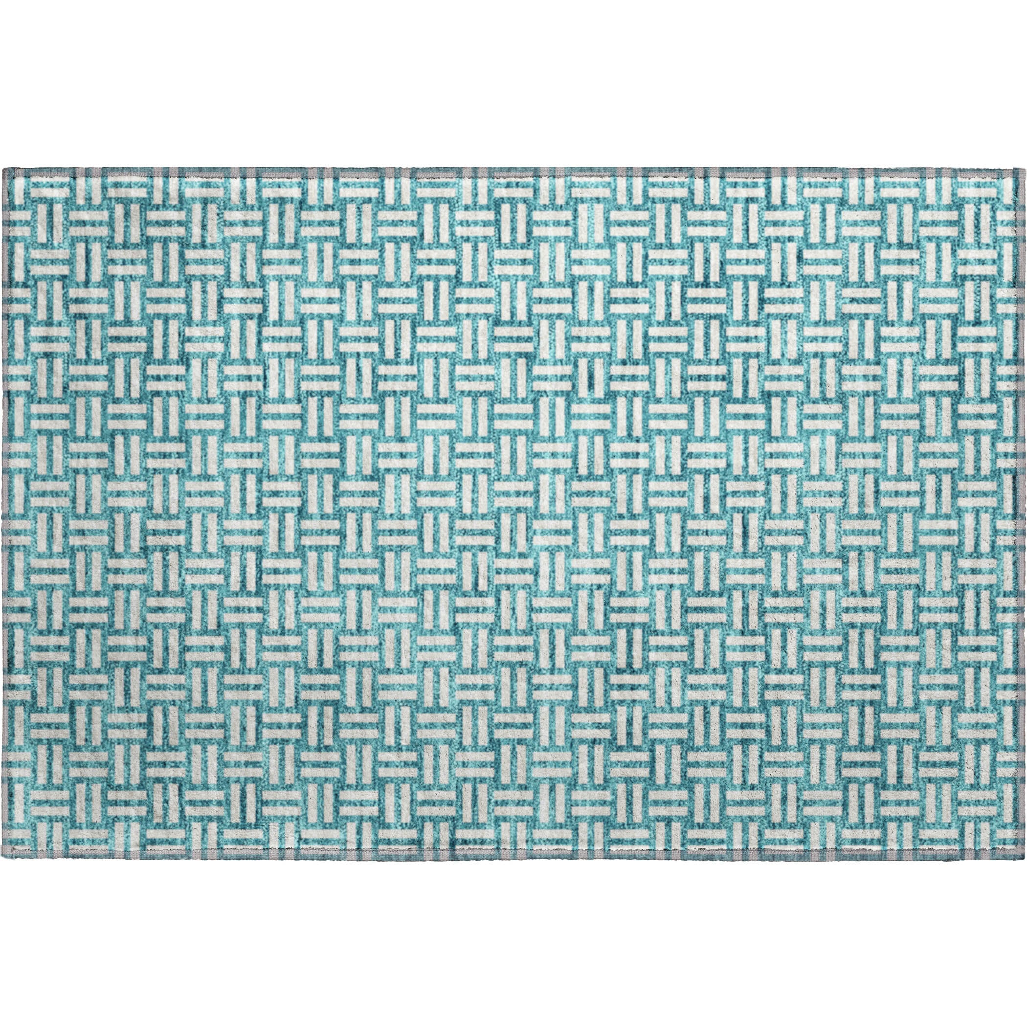 Bergen Machine Washable Transitional Teal Rug 1'8" x 2'6" #shape_Rectangle