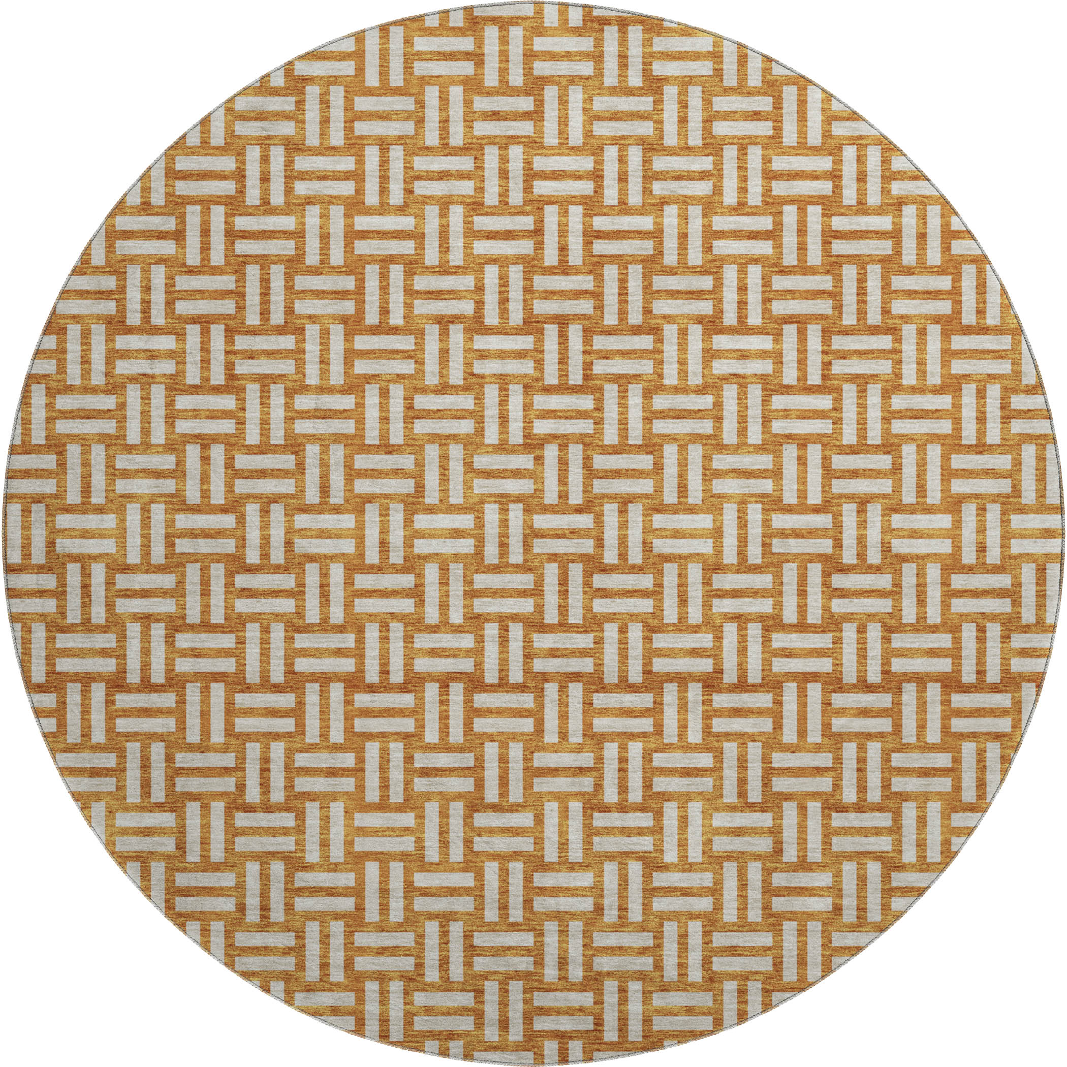 Bergen Machine Washable Transitional Terracotta Orange Rug 8' x 8' #shape_Round