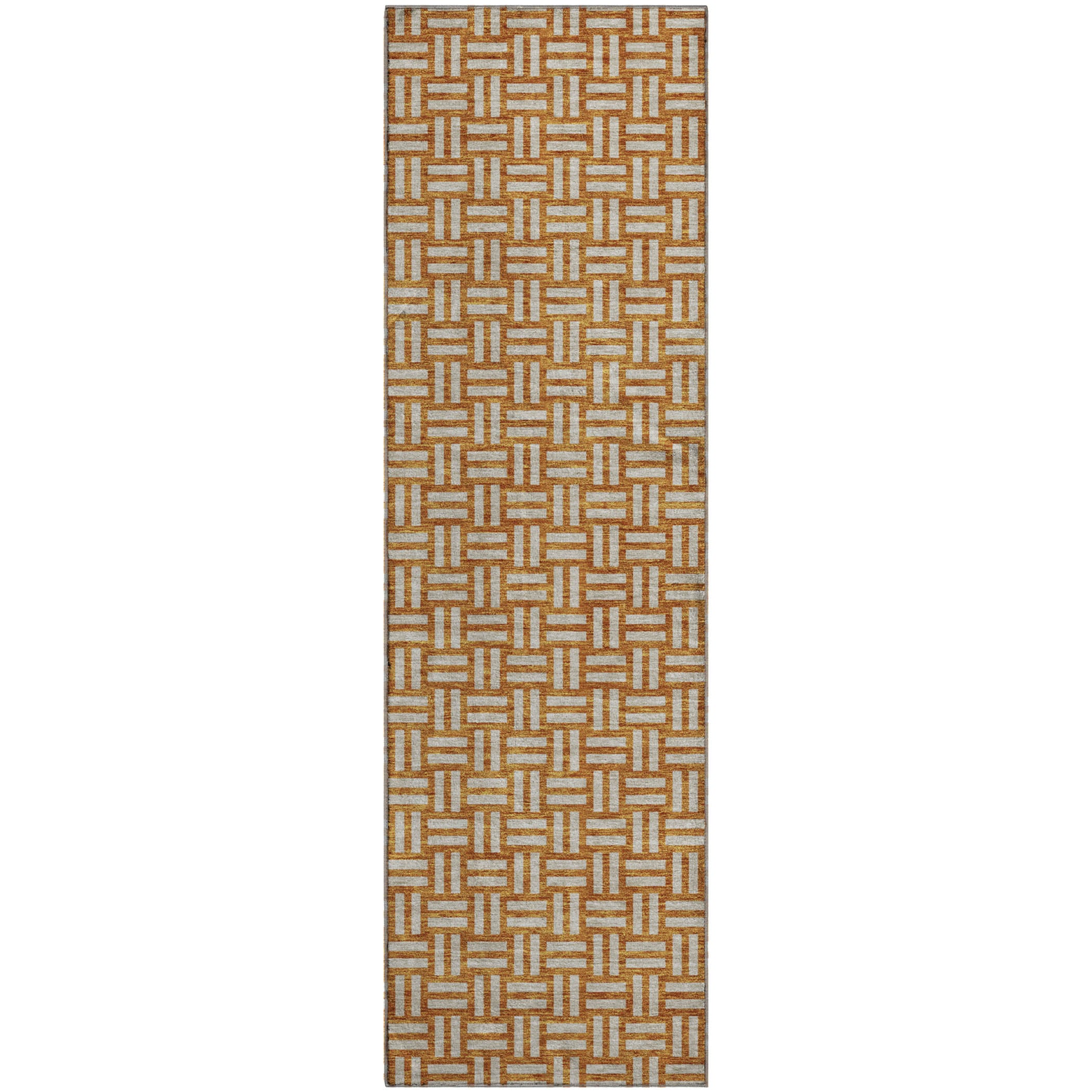 Bergen Machine Washable Transitional Terracotta Orange Rug 2'3" x 7'6" #shape_Runner