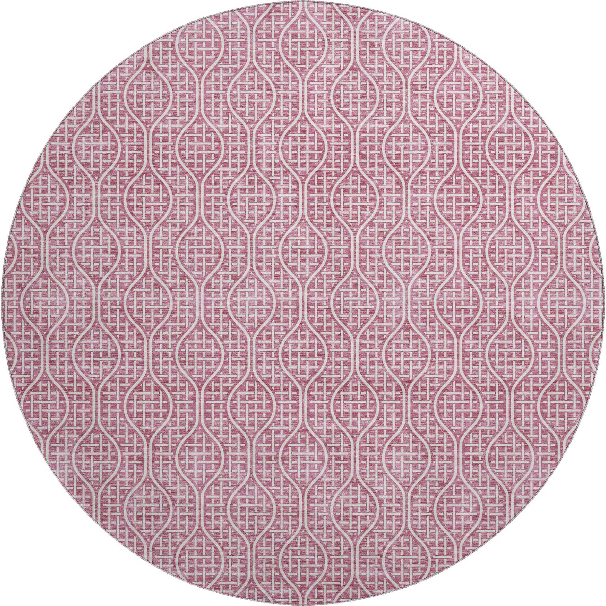 Bruges Machine Washable Transitional Blush Pink Rug 8' x 8' #shape_Round