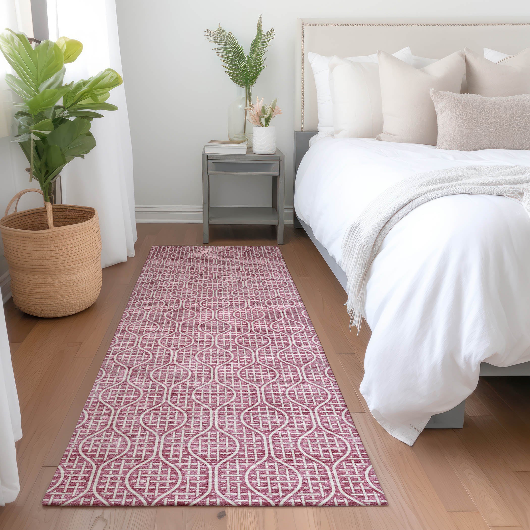 Bruges Machine Washable Transitional Blush Pink Rug 2'3" x 7'6" #shape_Runner