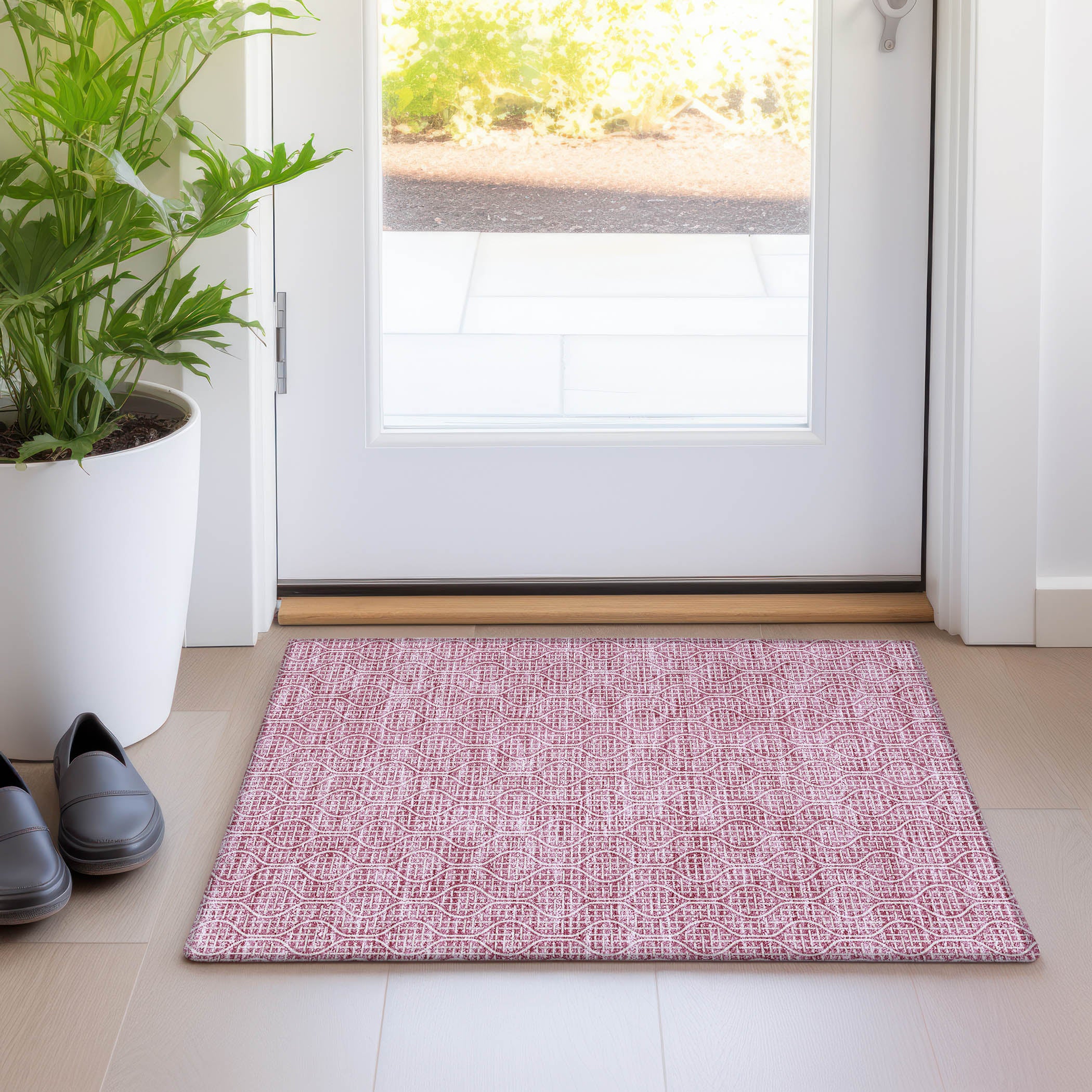 Bruges Machine Washable Transitional Blush Pink Rug 1'8" x 2'6" #shape_Rectangle