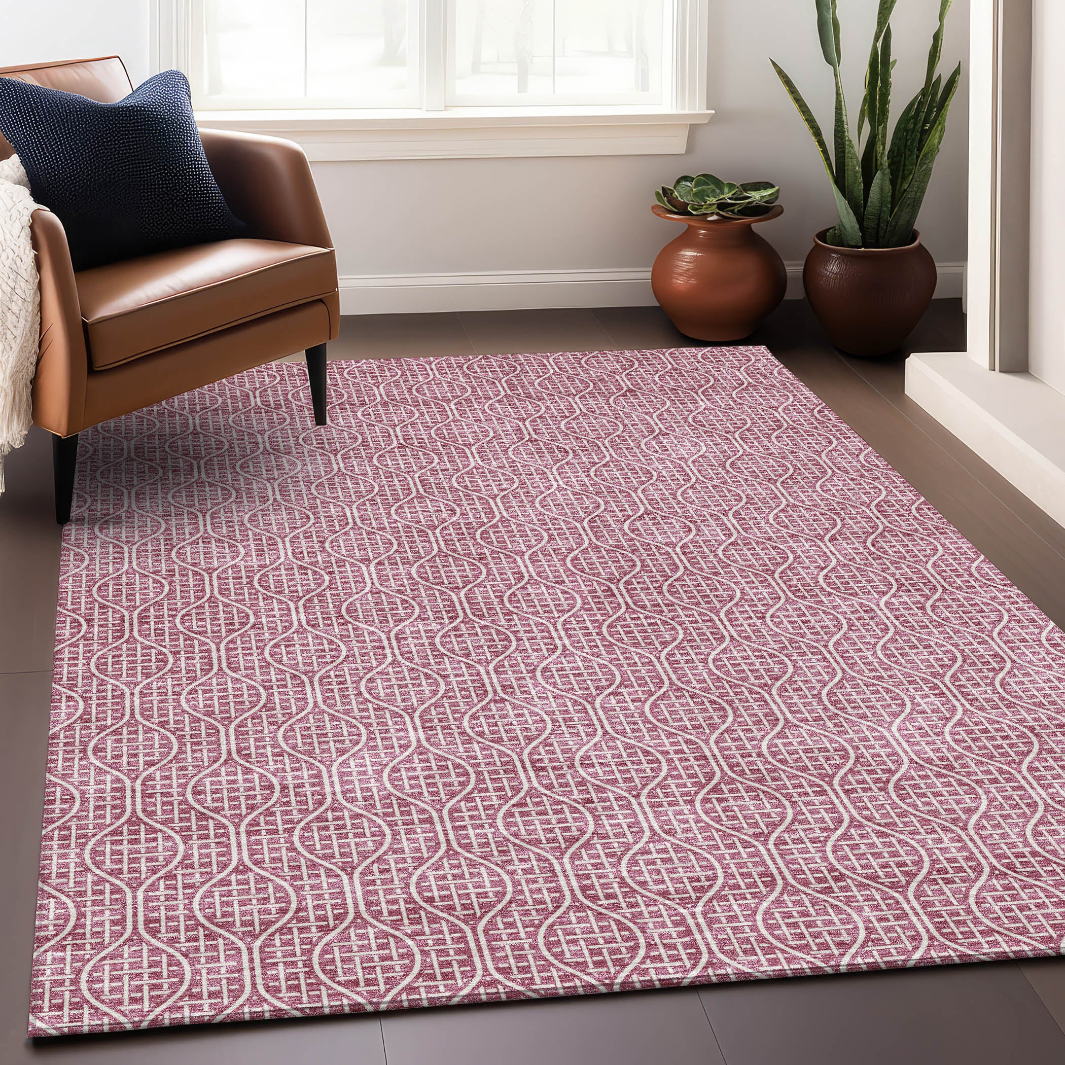 Bruges Machine Washable Transitional Blush Pink Rug 2'6" x 3'10" #shape_Rectangle