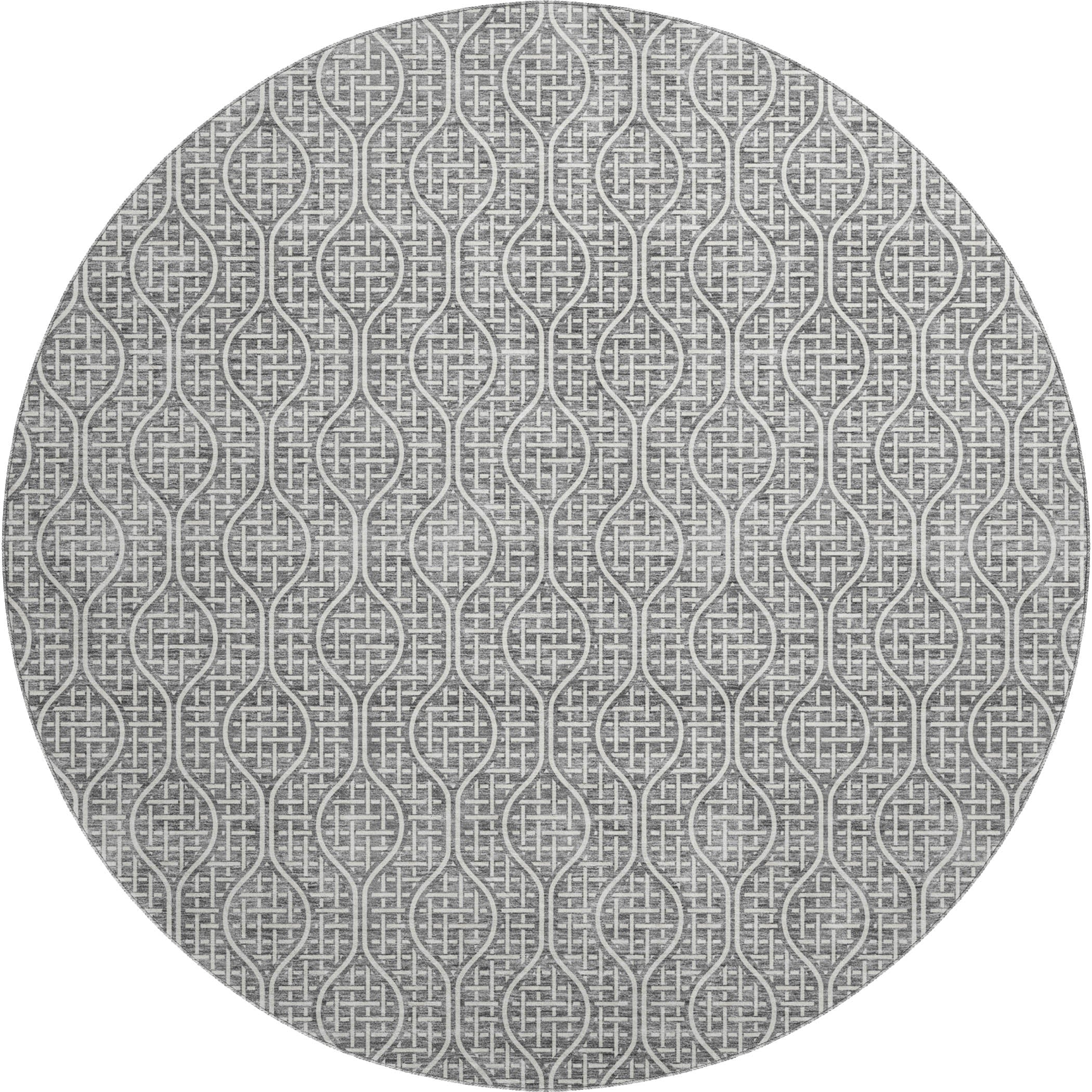 Bruges Machine Washable Transitional Gray Rug 8' x 8' #shape_Round