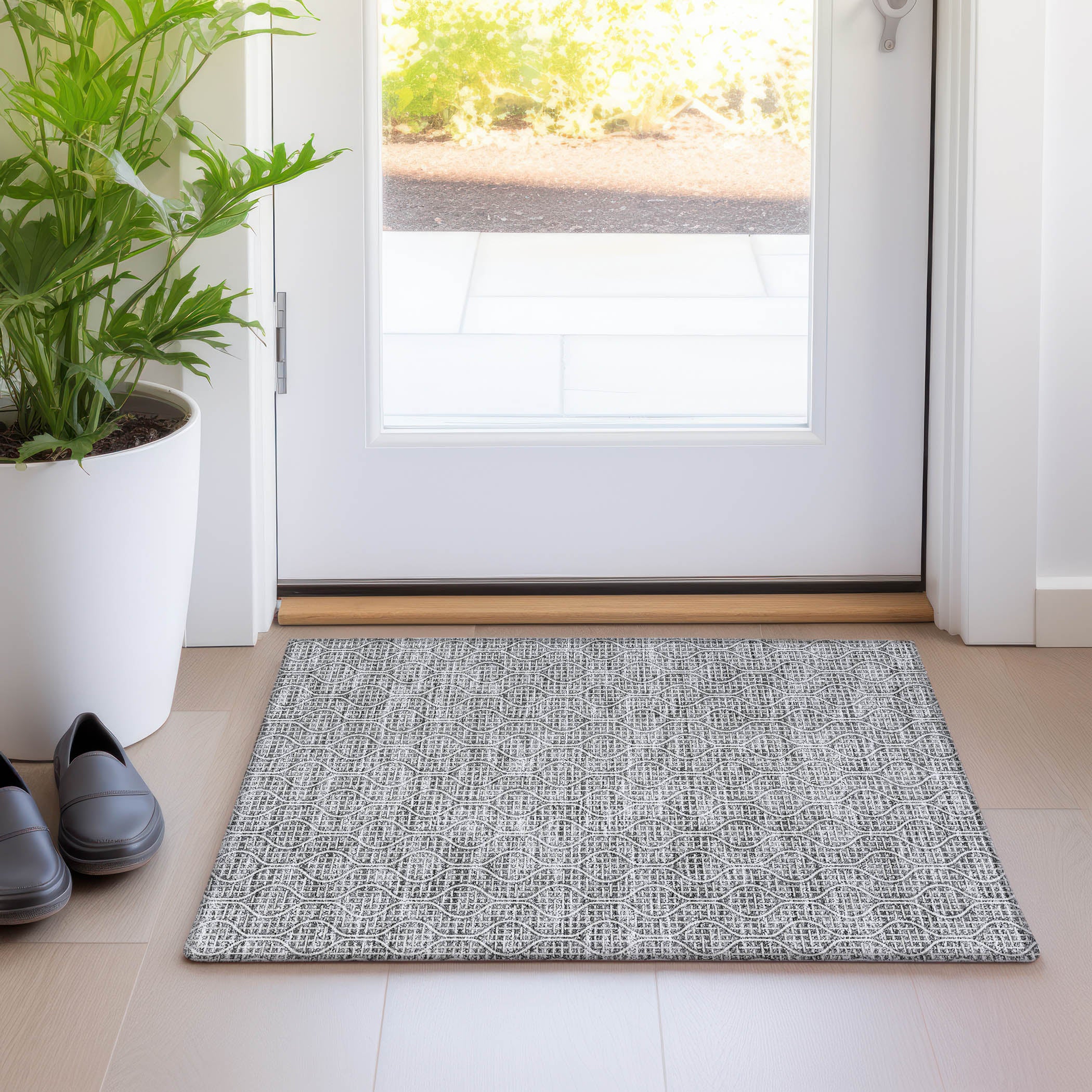 Bruges Machine Washable Transitional Gray Rug 1'8" x 2'6" #shape_Rectangle