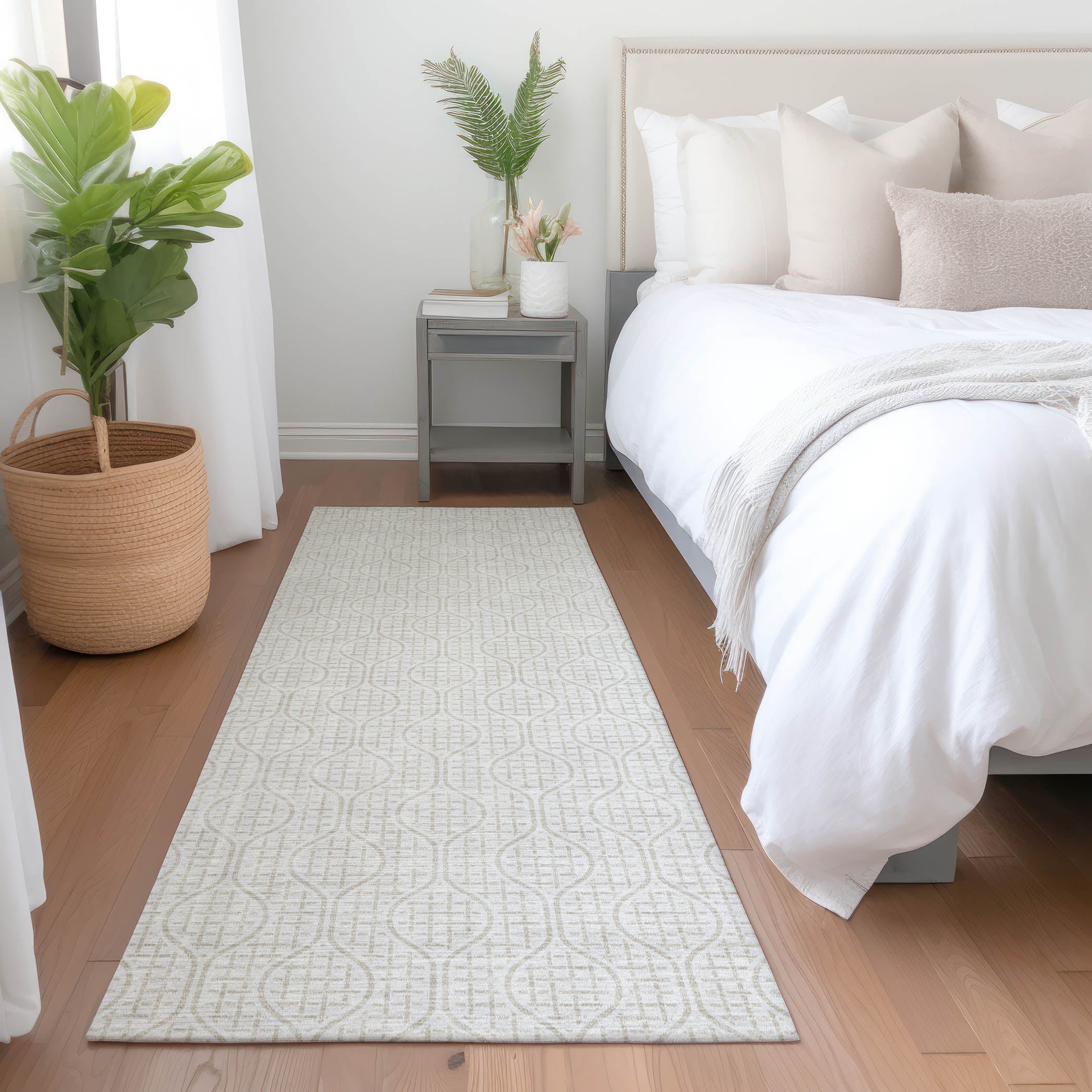 Bruges Machine Washable Transitional Ivory Rug 2'3" x 7'6" #shape_Runner