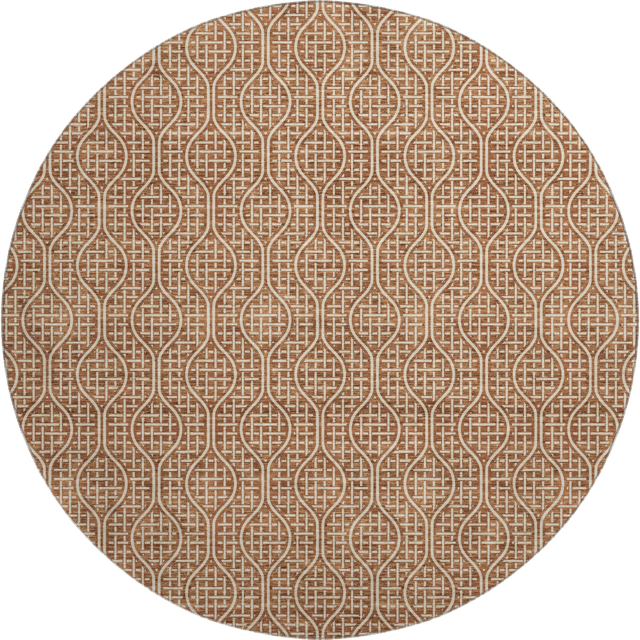 Bruges Machine Washable Transitional Paprika Orange Rug 8' x 8' #shape_Round