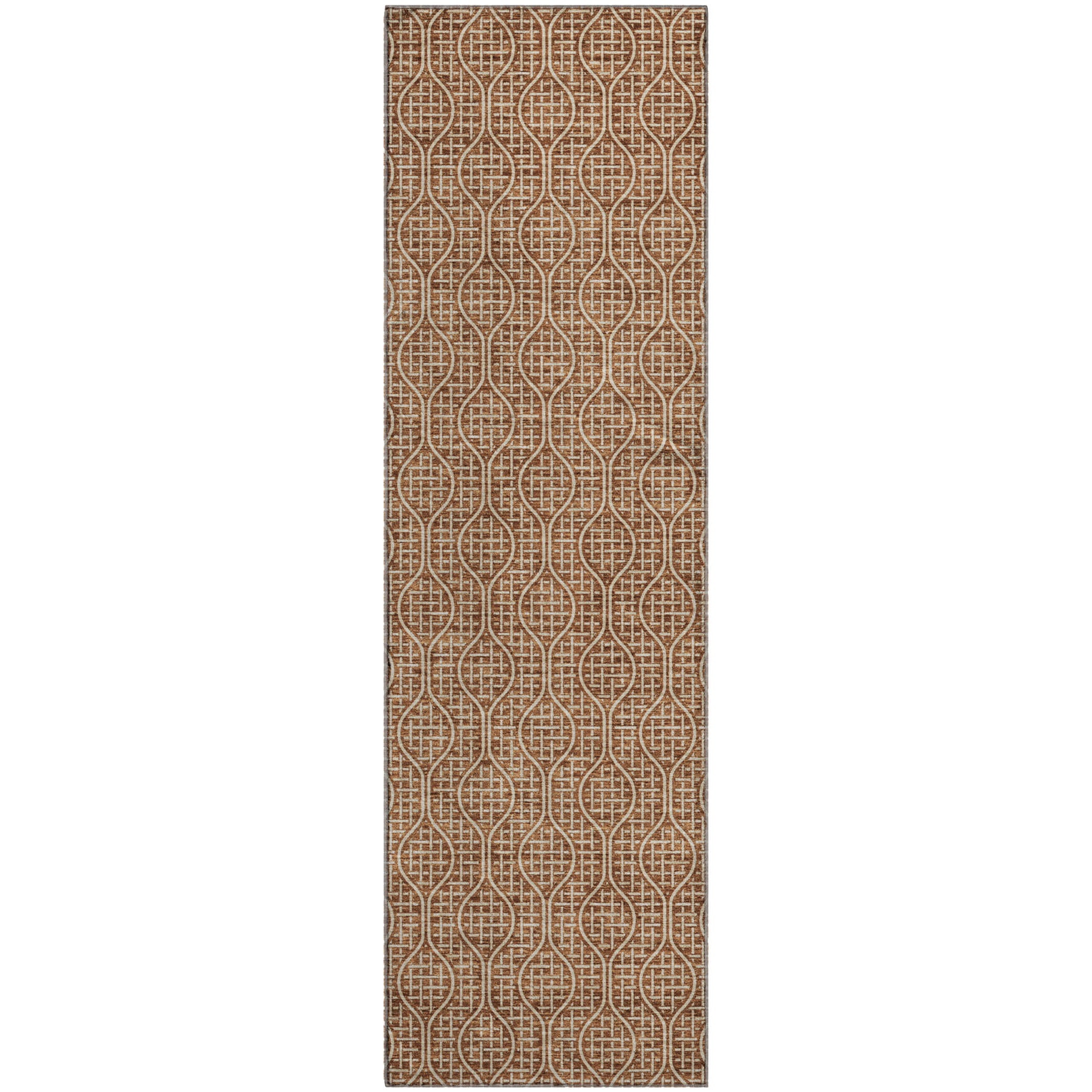 Bruges Machine Washable Transitional Paprika Orange Rug 2'3" x 7'6" #shape_Runner