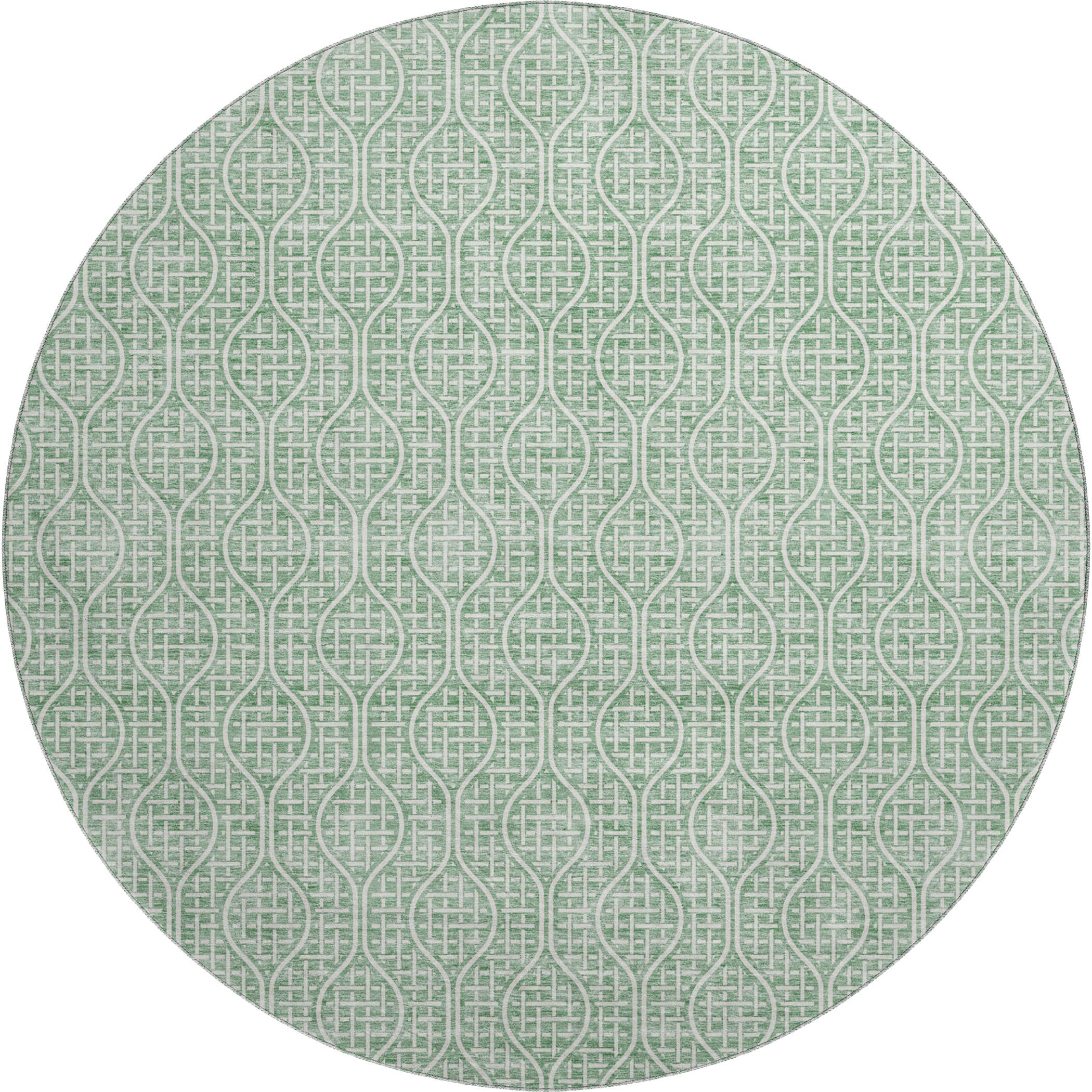 Bruges Machine Washable Transitional Sage Green Rug 8' x 8' #shape_Round
