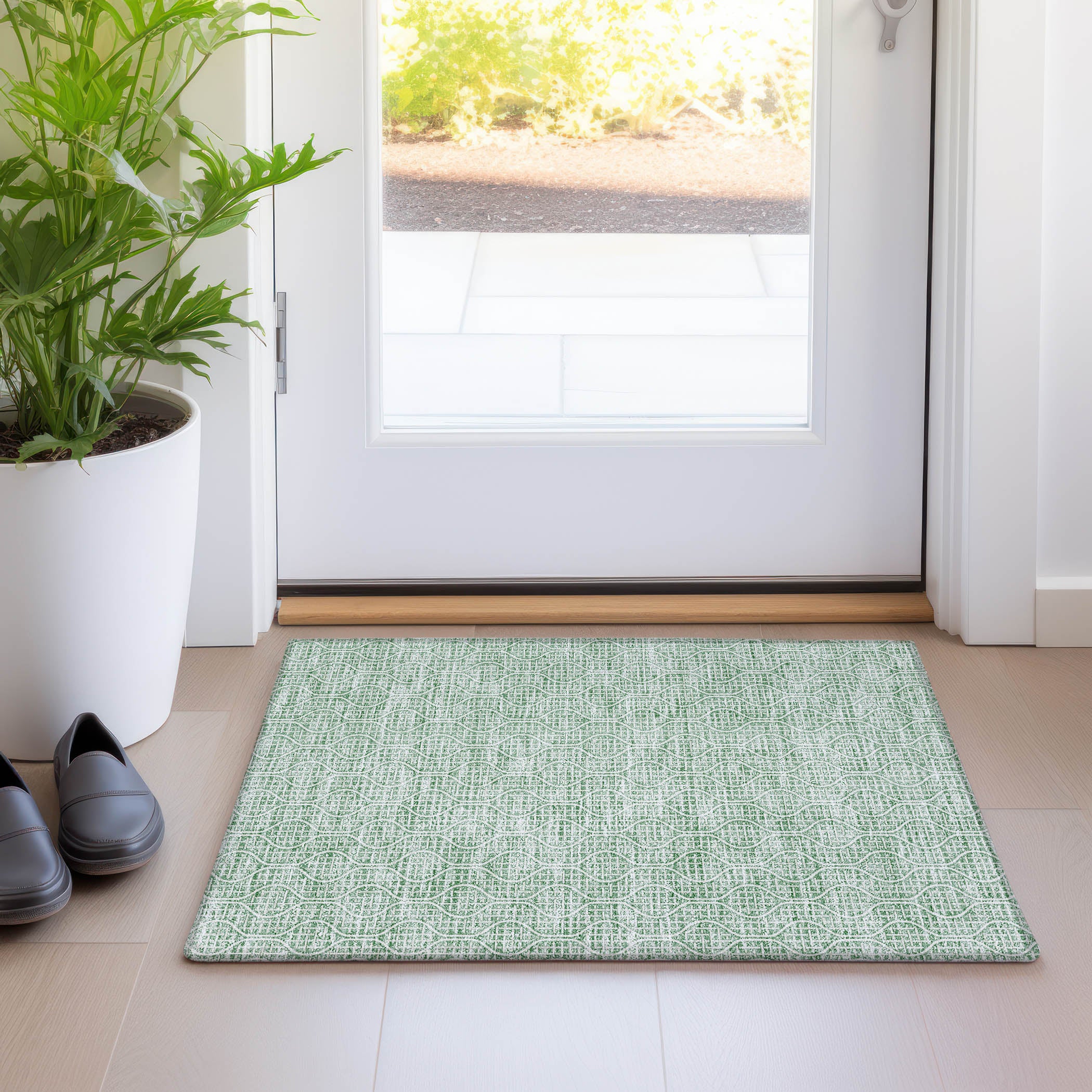 Bruges Machine Washable Transitional Sage Green Rug 1'8" x 2'6" #shape_Rectangle