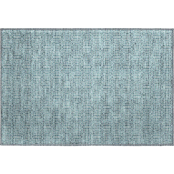 Bruges Machine Washable Transitional Teal Rug 1'8" x 2'6"