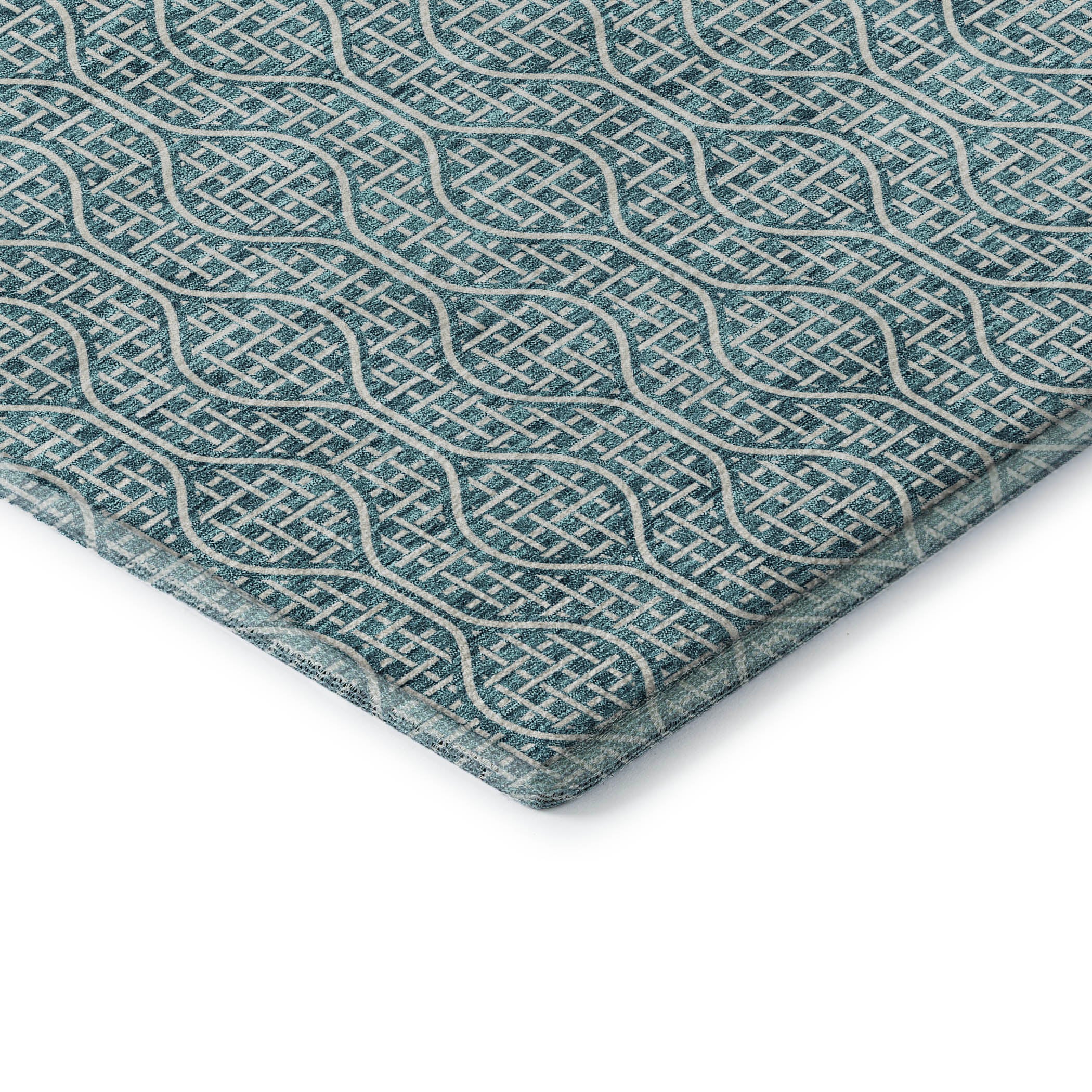 Bruges Machine Washable Transitional Teal Rug 1'8" x 2'6" #shape_Rectangle