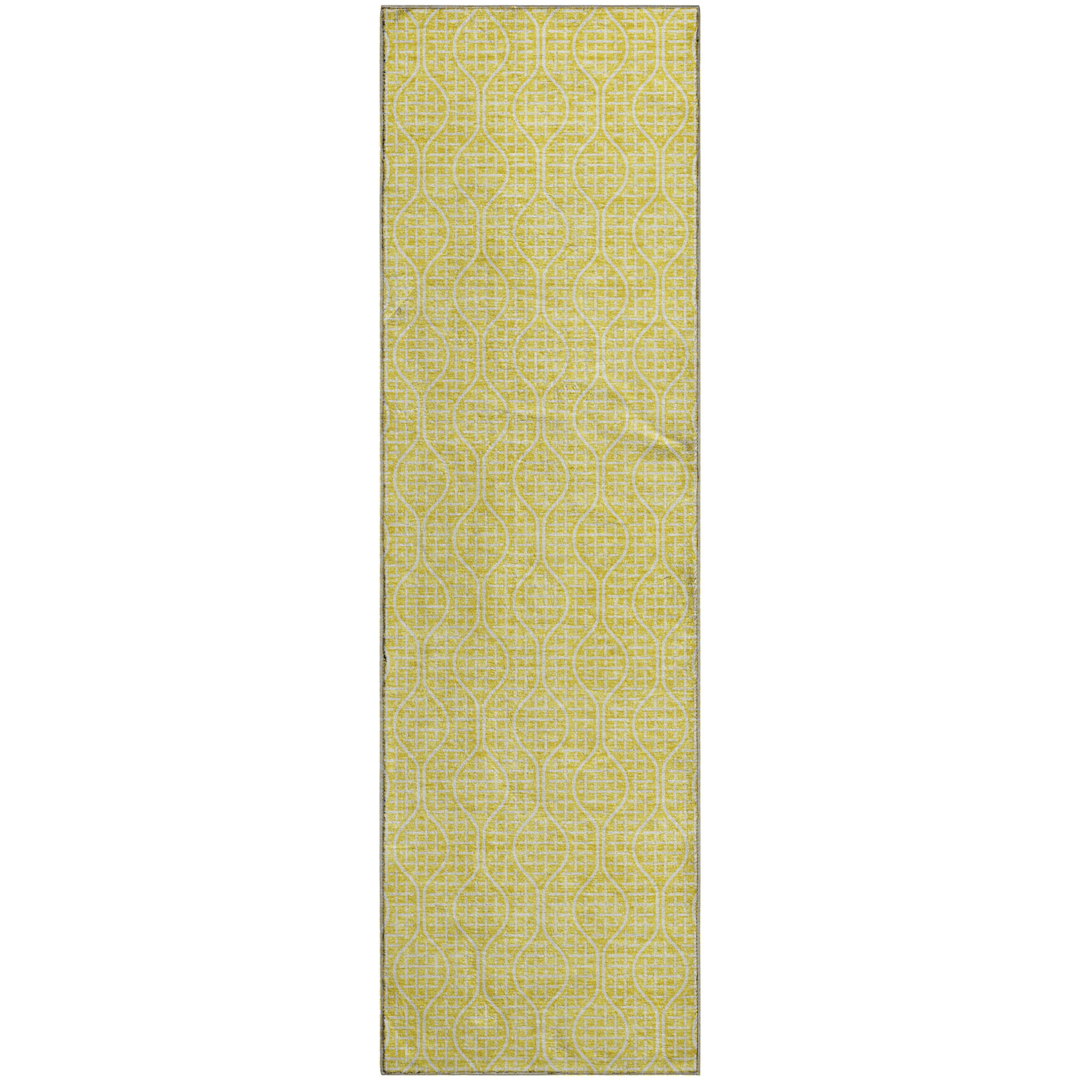 Bruges Machine Washable Transitional Yellow Gold Rug 2'3" x 7'6" #shape_Runner