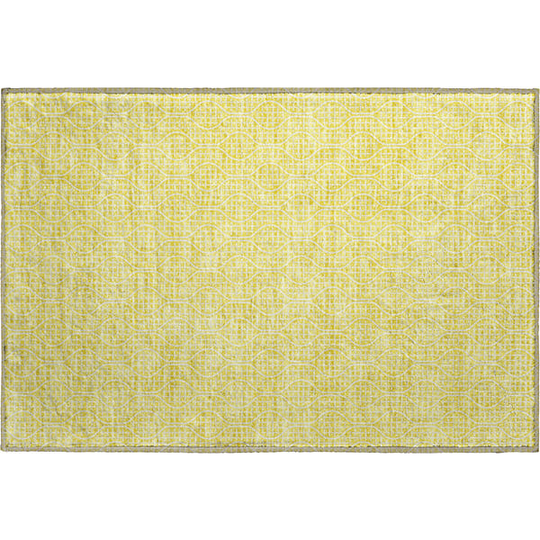 Bruges Machine Washable Transitional Yellow Gold Rug 1'8" x 2'6"
