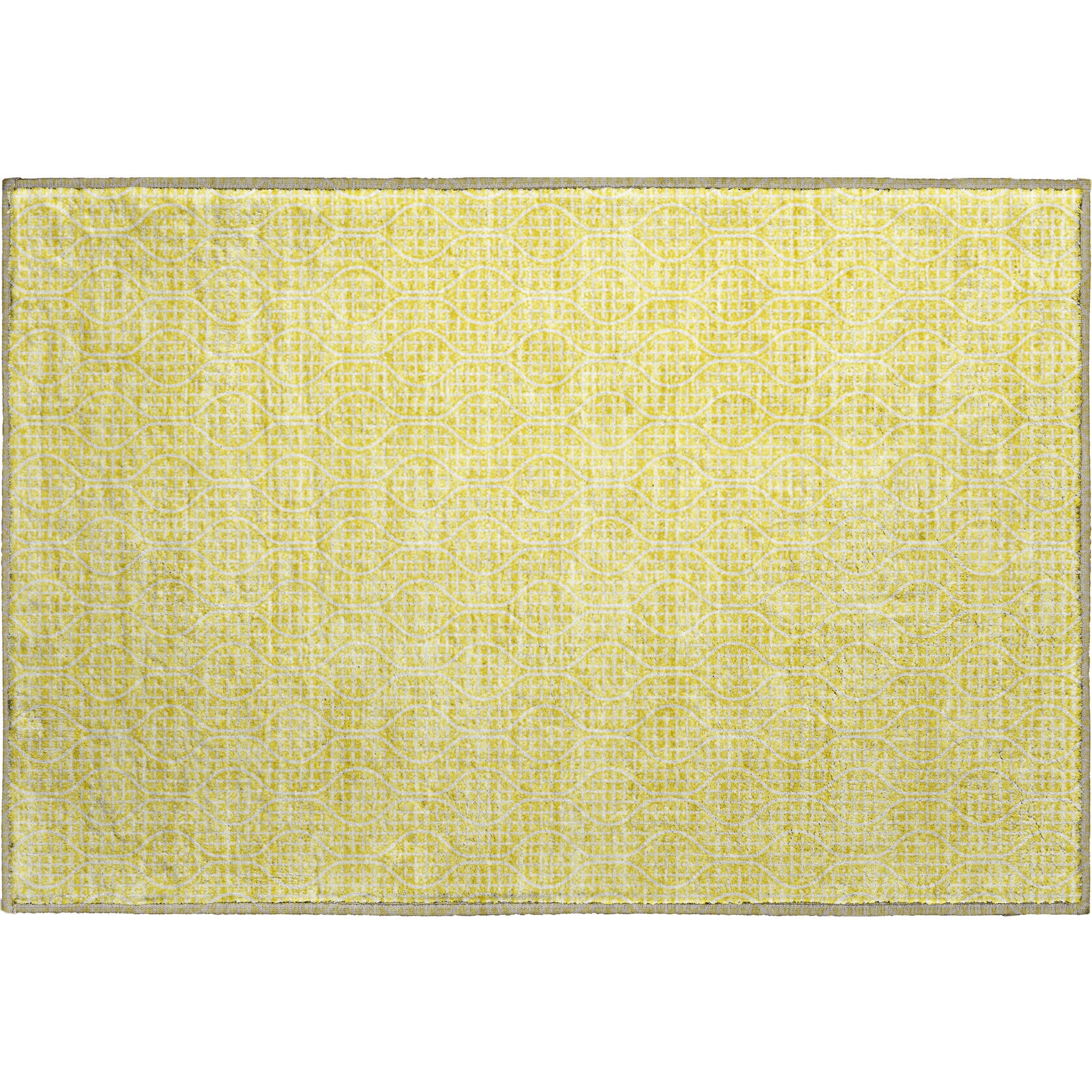 Bruges Machine Washable Transitional Yellow Gold Rug 1'8" x 2'6" #shape_Rectangle