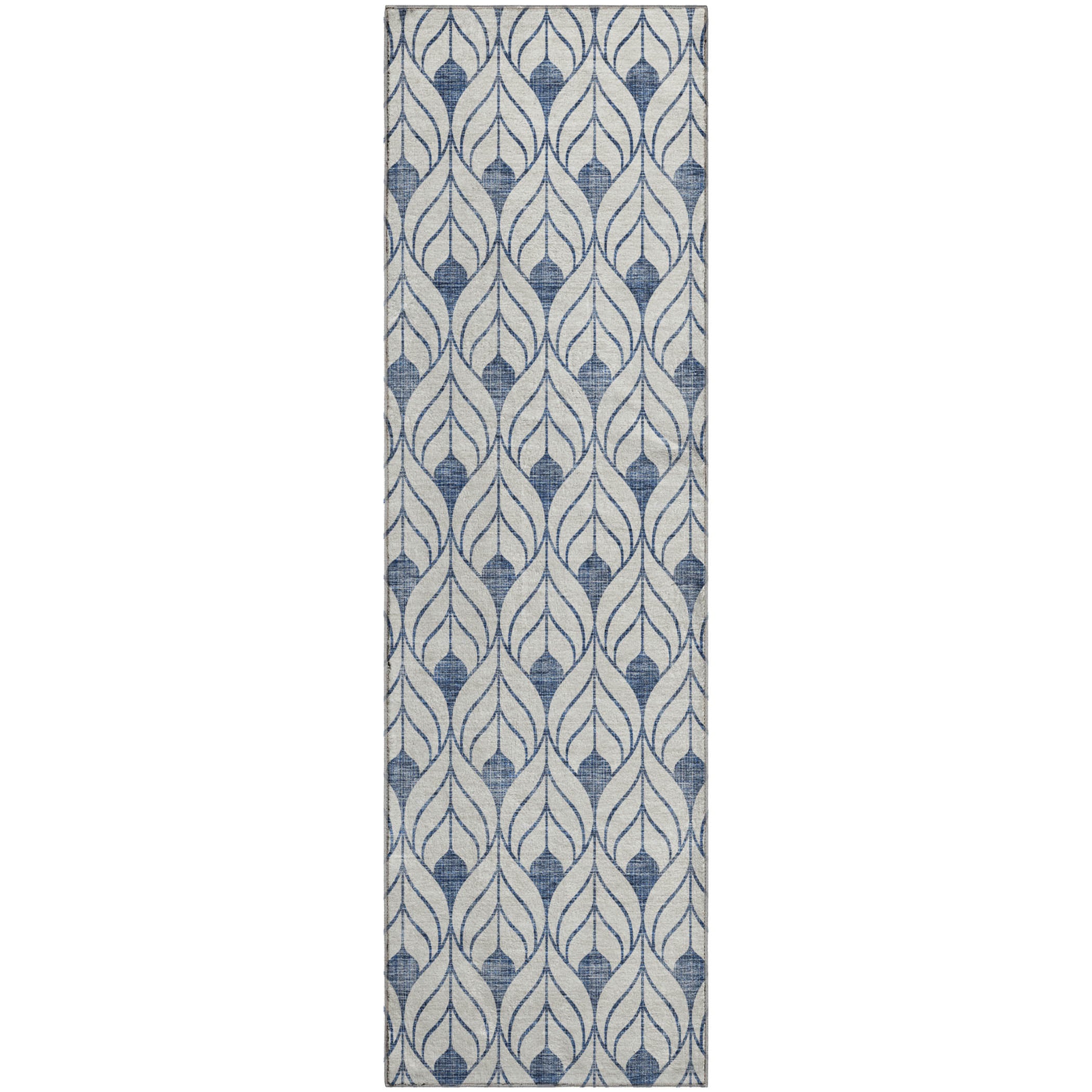 Marrakech Machine Washable Transitional Blue Rug 2'3" x 7'6" #shape_Runner