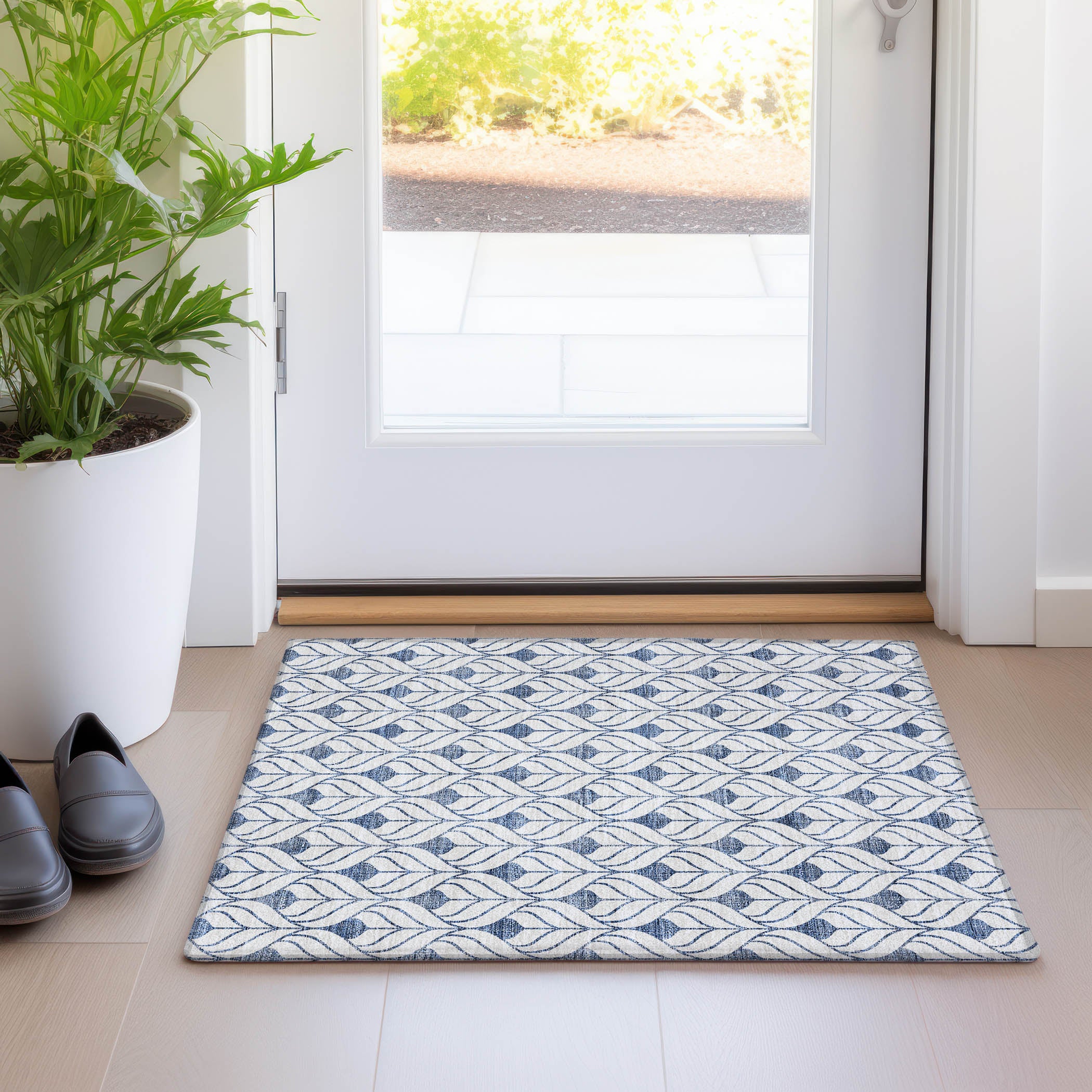 Marrakech Machine Washable Transitional Blue Rug 1'8" x 2'6" #shape_Rectangle